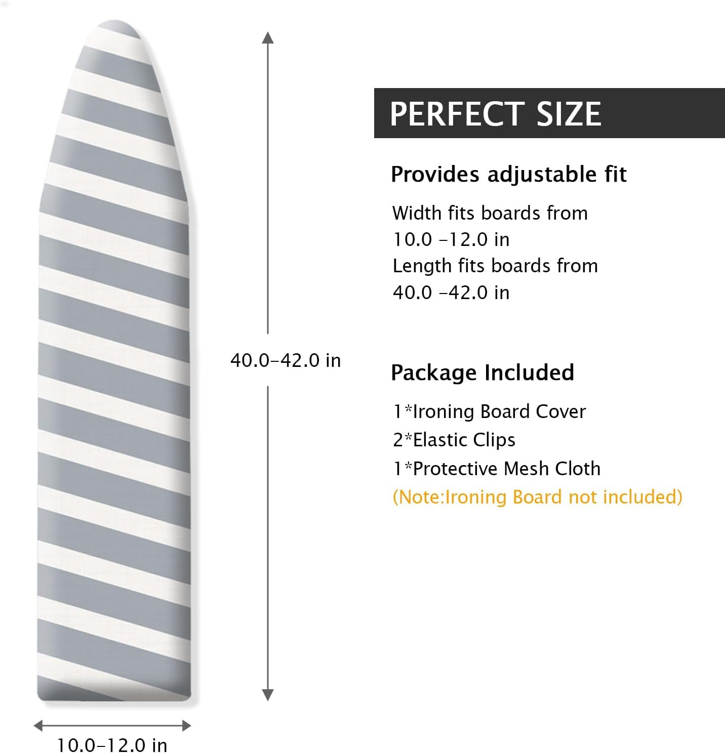 Ironing Board Cover 42×12 Heavy Duty Silicone Scorch Resistant Pad Fit