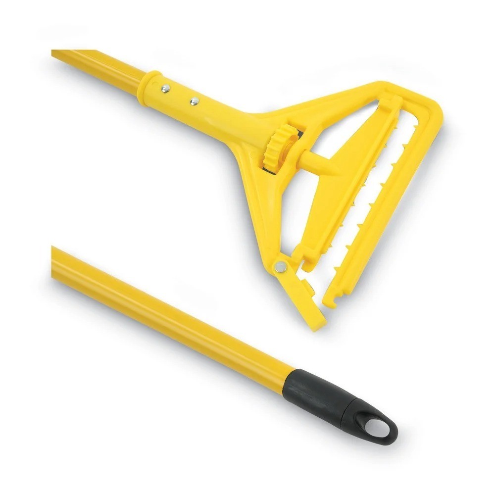 60 inch Quick Change Side-Latch Plastic Mop Head with Aluminum Handle Yellow