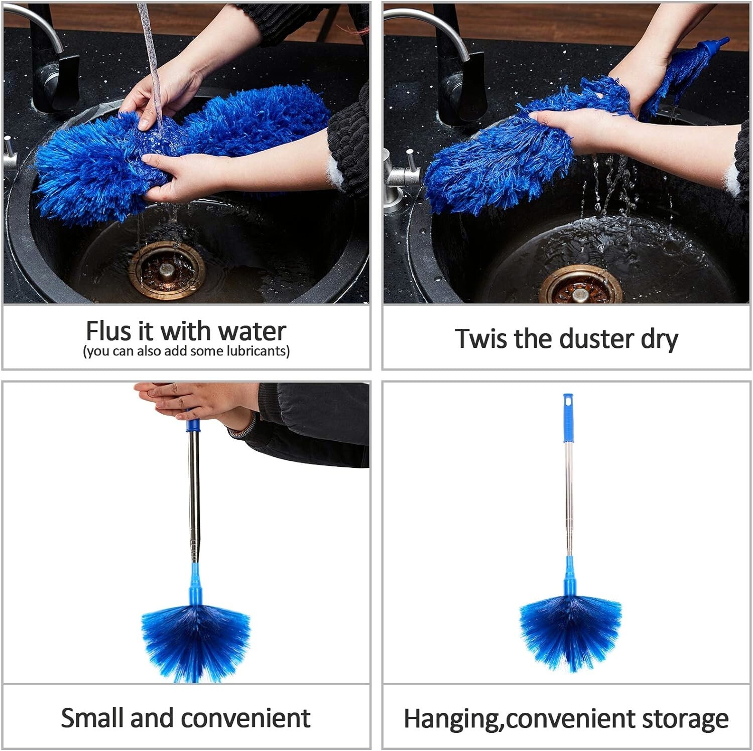 Microfiber Ceiling Fan Duster/Cobweb Cleaner Brush Kit Telescopic Extension Pole