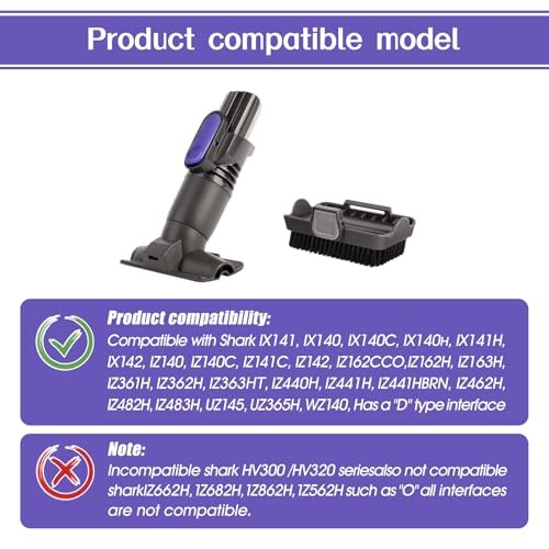 2-in-1 Vacuum Tool Brush for Shark IX141 IZ162H IZ361H IX140 UZ145 D-Shape