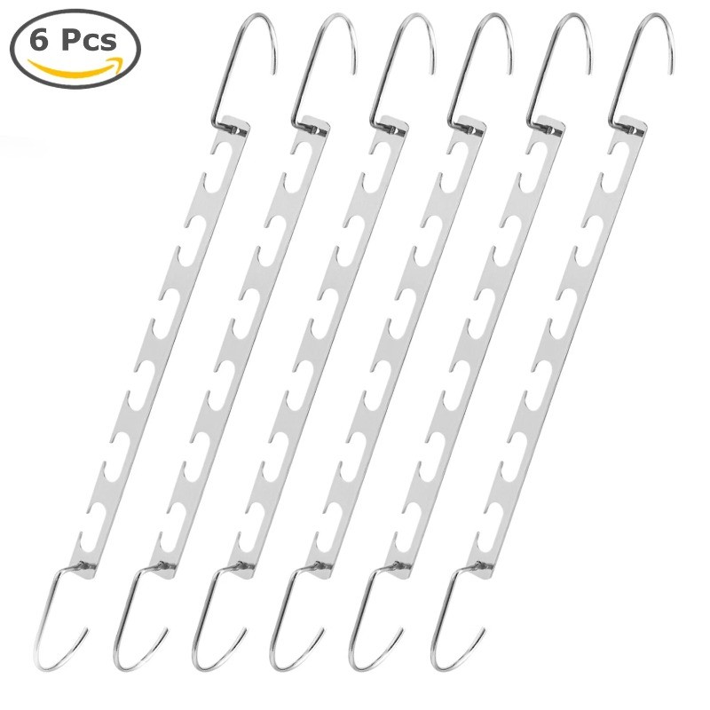 6 Pack Space Saving Clothes Hangers Metal Closet Organizer Hooks