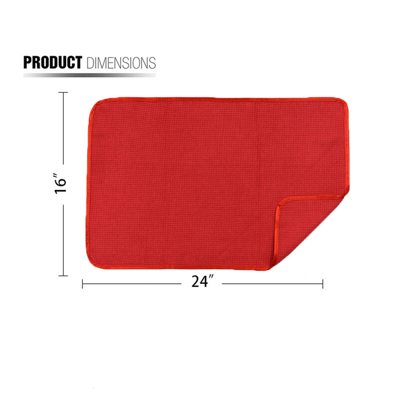 3 Pcs Waffle Weave Glass & Window Microfiber Towel, Red (24″ x 16″)
