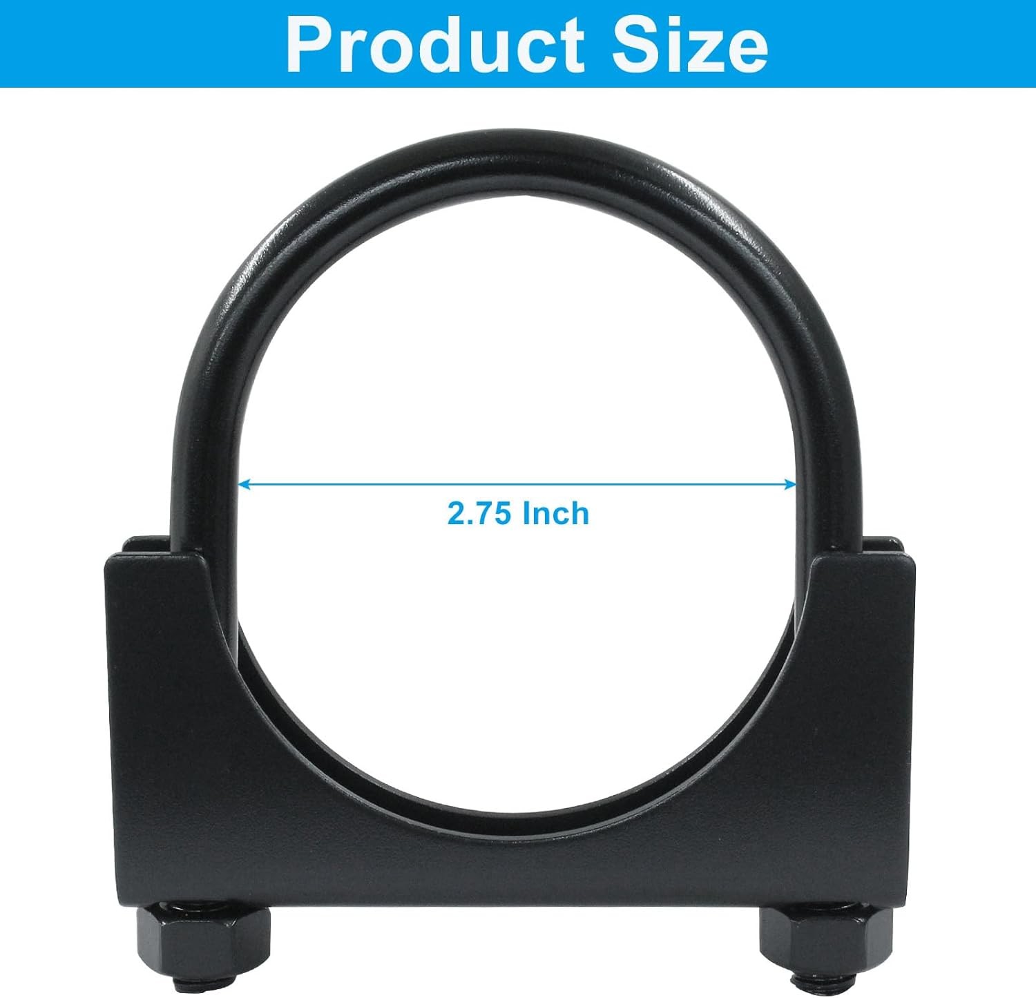 2-3/4″ U Heavy Duty U-Bolt Clamp, 2Pcs Black Stainless Steel Muffler 2.75 Inch
