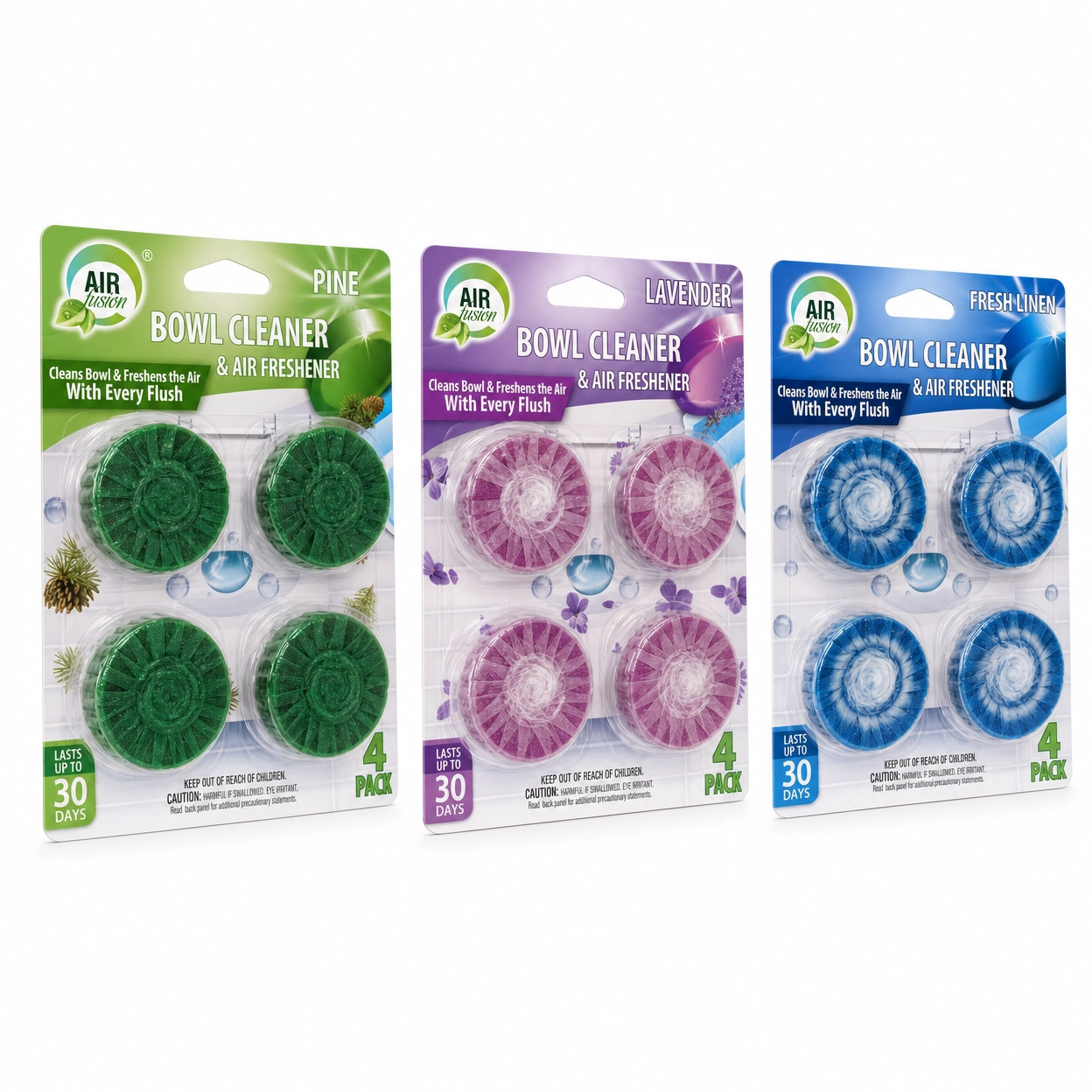 Toilet Bowl Cleaner Tablets 12 Pack Air Fusion Fresh Linen Bathroom Air Freshene