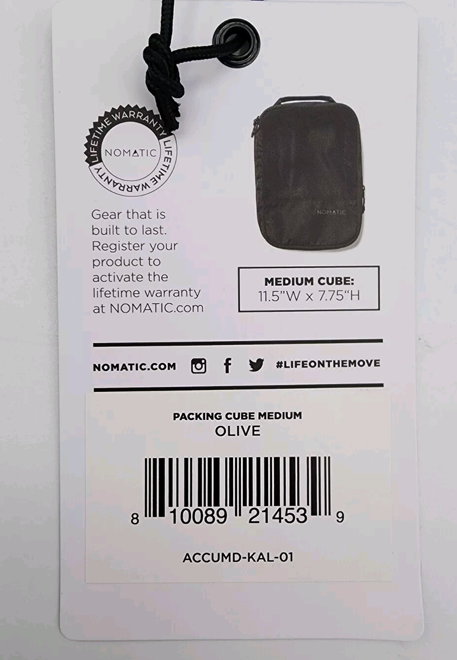 Nomatic Olive Green Medium 11.5″W × 7.75″H ACCUMD-KAL-01 Shoe Packing Cube