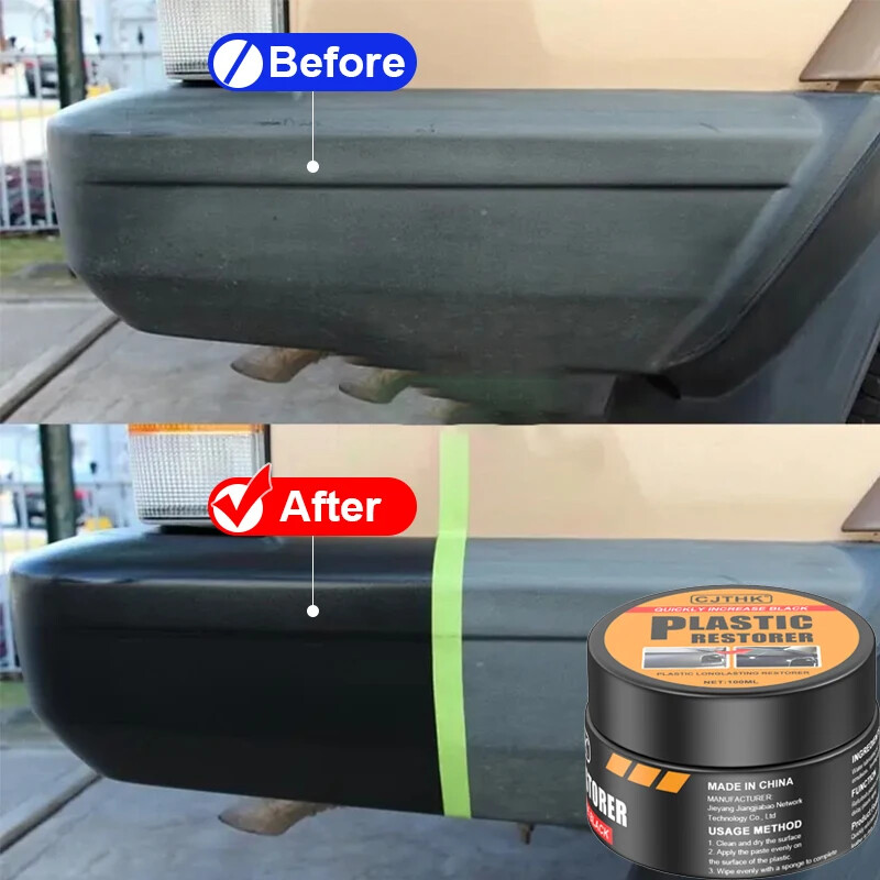 Car Plastic & Leather Restorer – Clear Wax Coating for Deep Black Gloss Shine