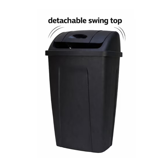 Mainstays Kitchen Trash Can, 13 Gallon Plastic Garbage Bin with Swing Top Lid