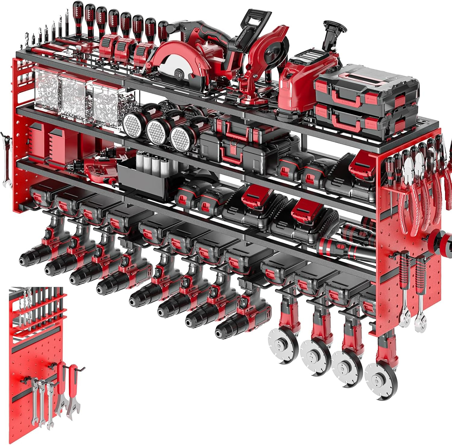 Power Tool Organizer Wall Mount, Cordless Drill Hanger Storage Rack 8 Drill Hold