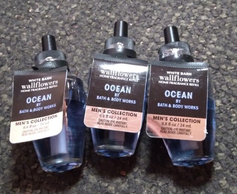 Bath & Body Works Ocean Wallflower Refill Bulb x3 Cypress Vetiver Clean Air Mens