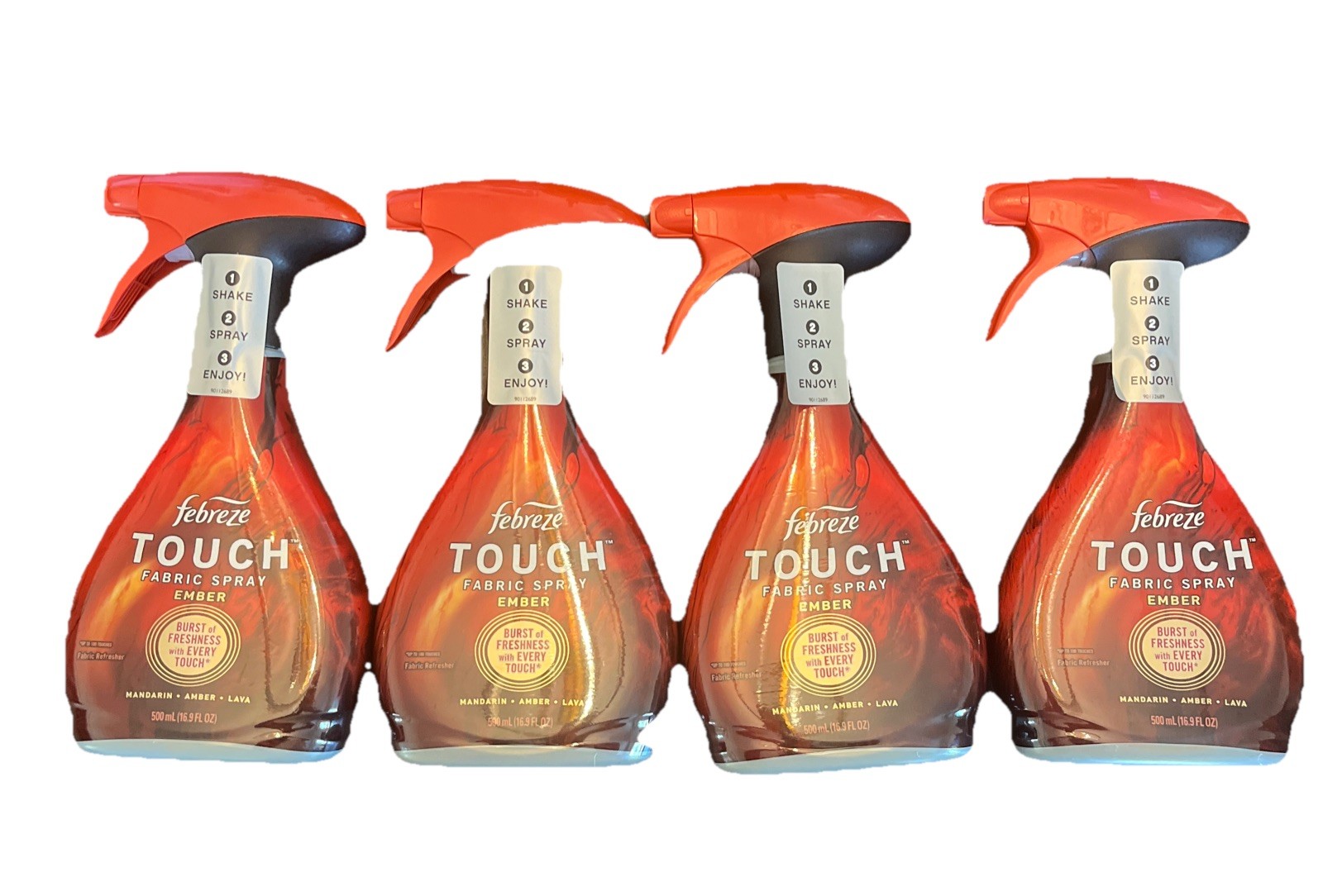 4x Febreze Touch Fabric Spray EMBER 16.9 Fl Oz Amber Mandarin Lava NEW