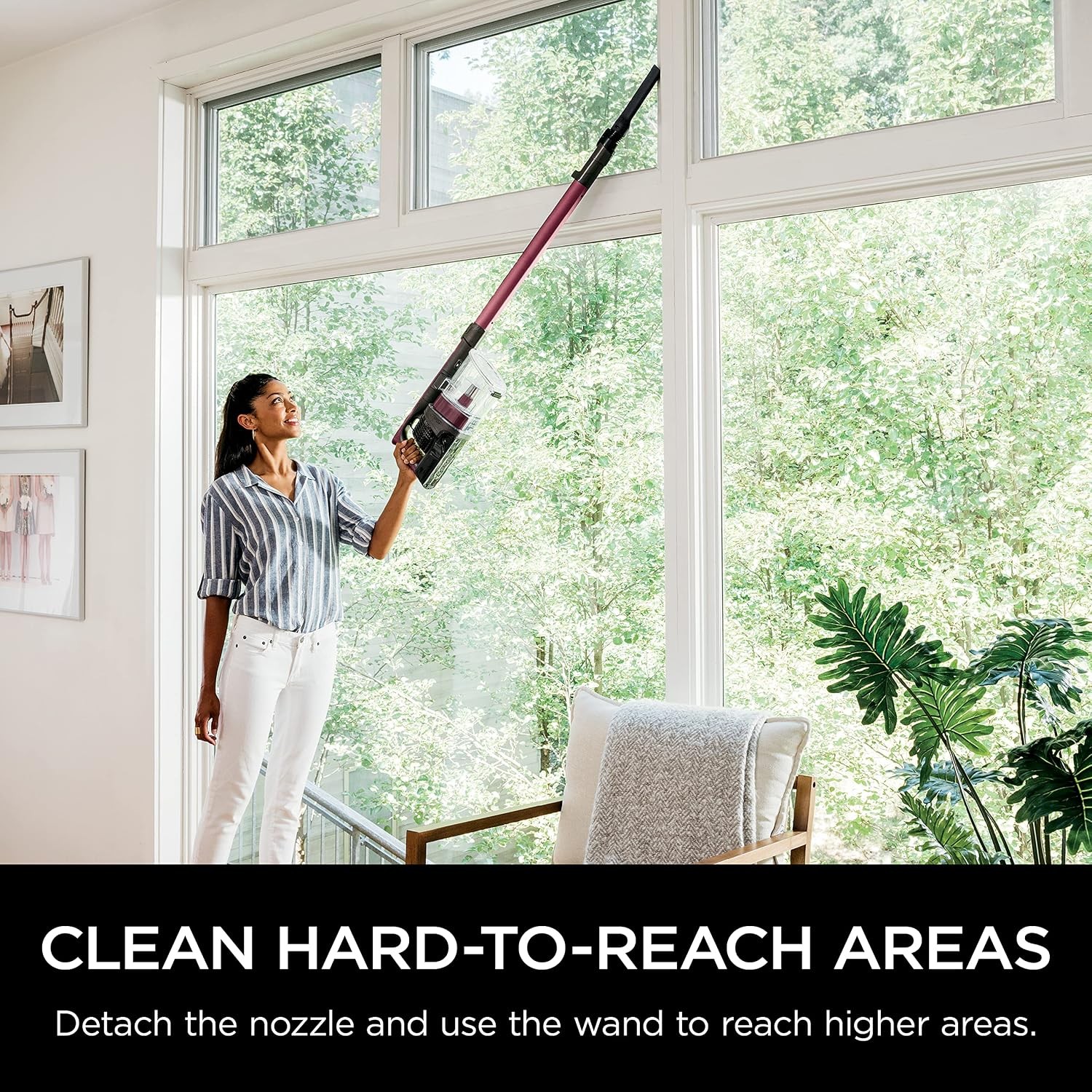 Cordless Stick Vacuum 40min Runtime Removable Handheld Red Lightweight