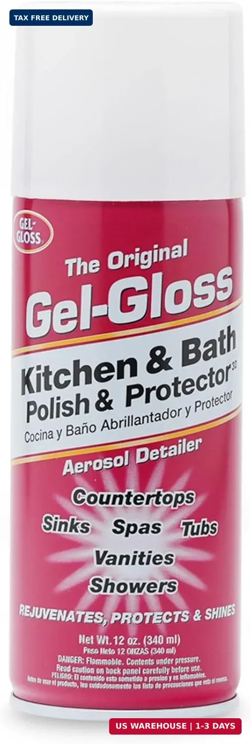 Gel Gloss Cleaner 12 Ounce Aerosol Safe for Acrylics Stainless Steel and More