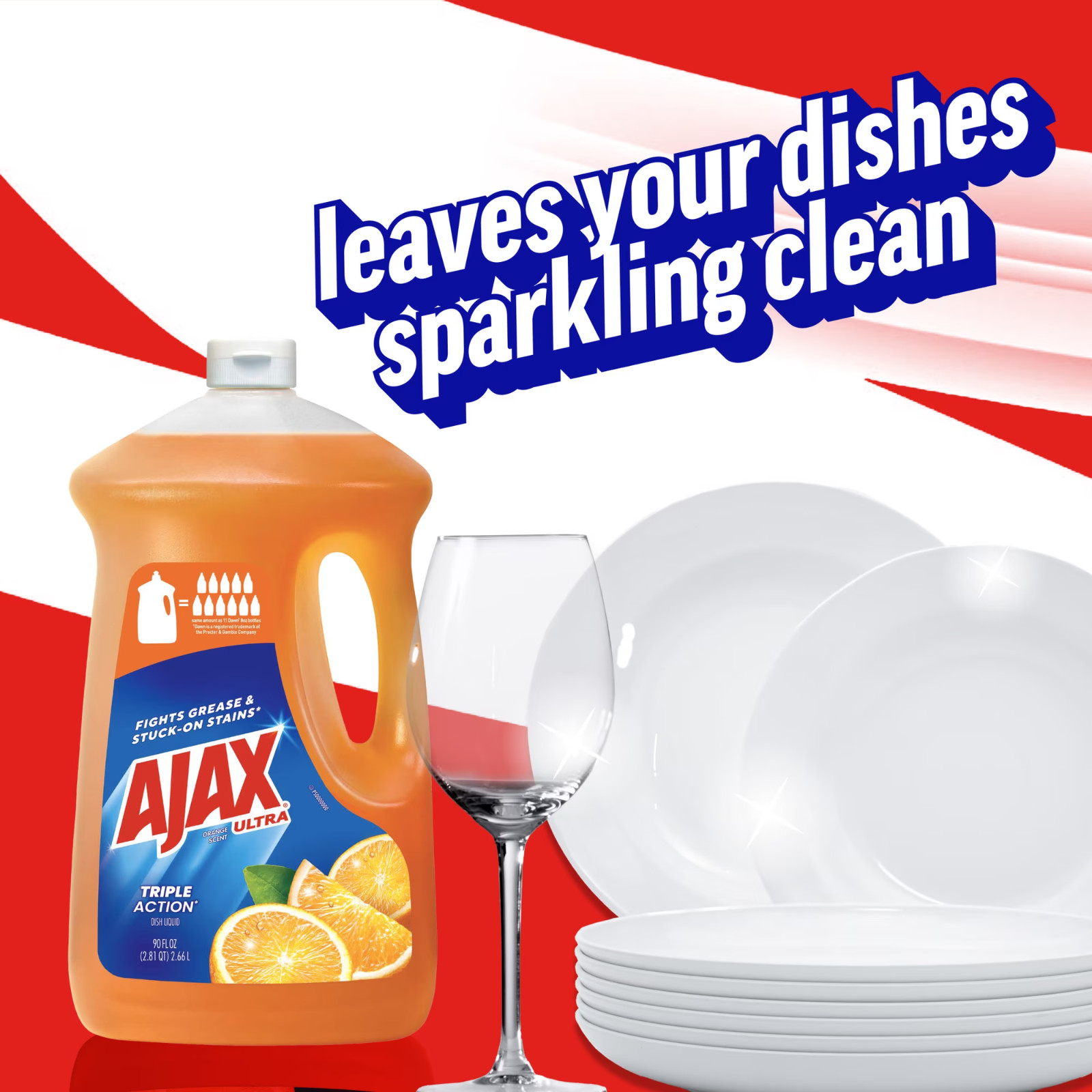 2pk Ajax Ultra Triple Action, Dishwashing Liquid Dish Soap, Orange 90 fl oz
