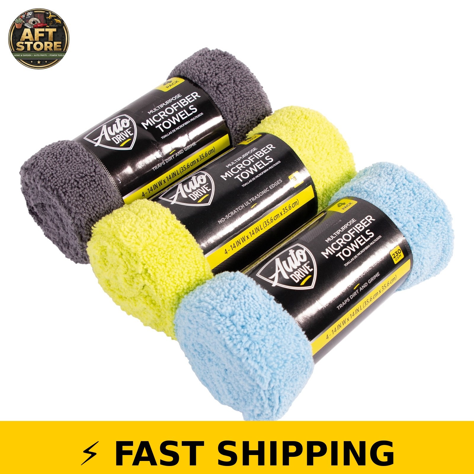 Auto Drive Microfiber Towel 4 Pack – Assorted Colors