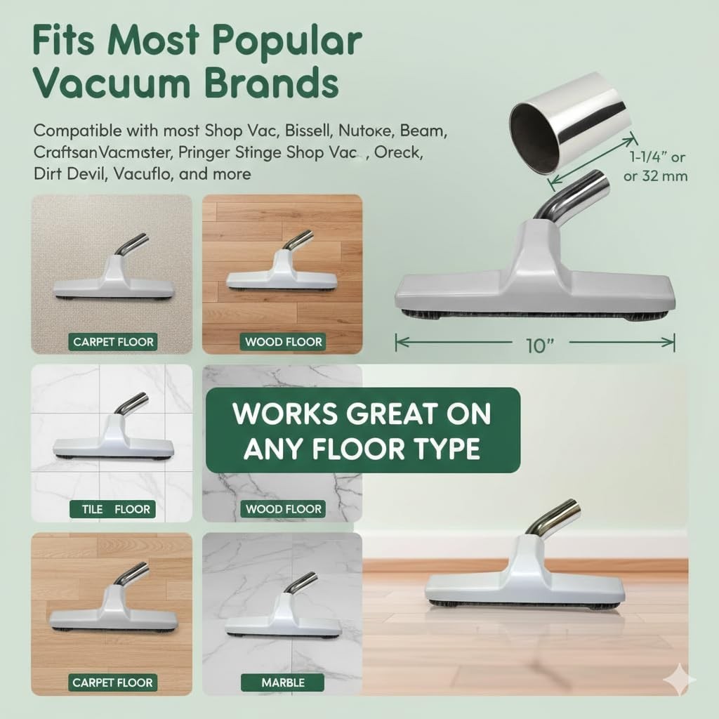 Fit All Residential Vacuum Cleaner 1 1/4 32mm White Floor Brush Metel 32-1500-91