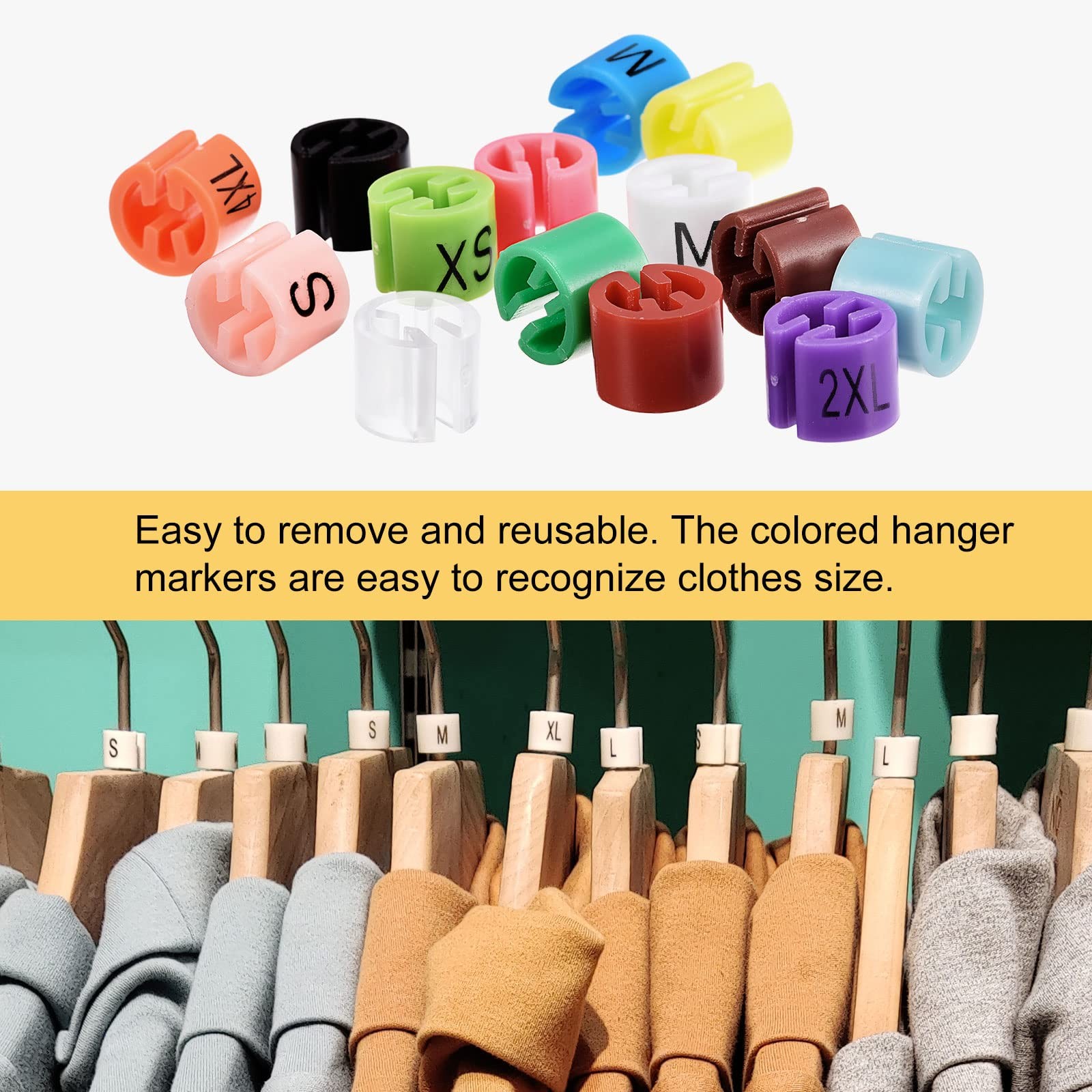 Clothes Hanger Marker L Size Tag Fit 3.5mm Rod White for Garment Clothing Col…