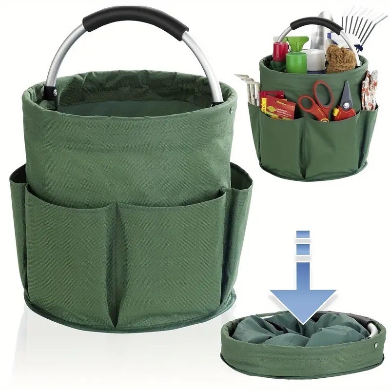 Collapsible Garden Caddy, Durable Oxford Cloth Tool Organizer with Handle