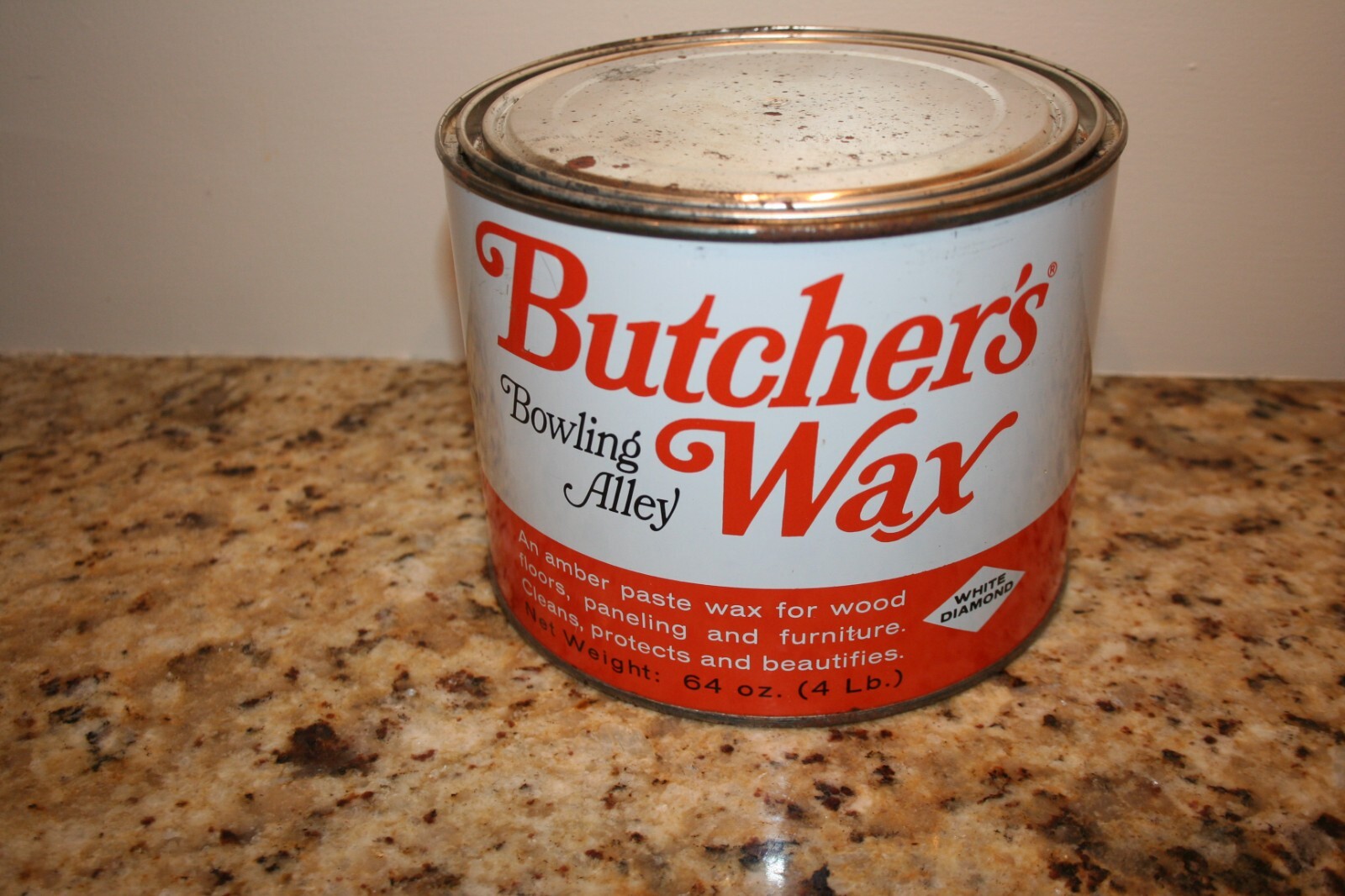 NEW OLD STOCK Butcher’s Wax Polish Full Can 4 LB Tin Amber Paste Finish