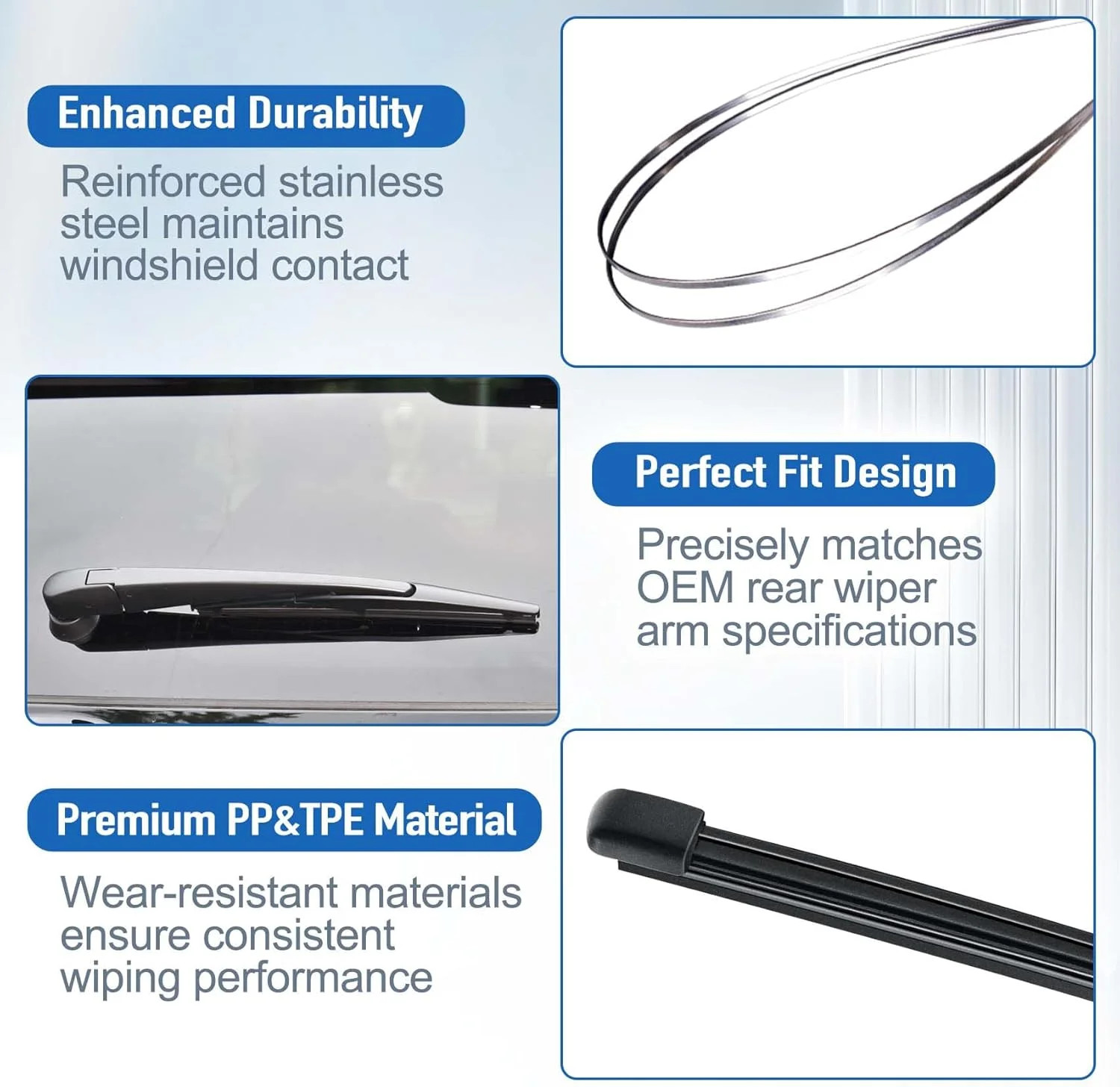 Rear Windshield Wiper for Mazda CX-5 2013-2025, Streak-free OEM Back Wipers Blad