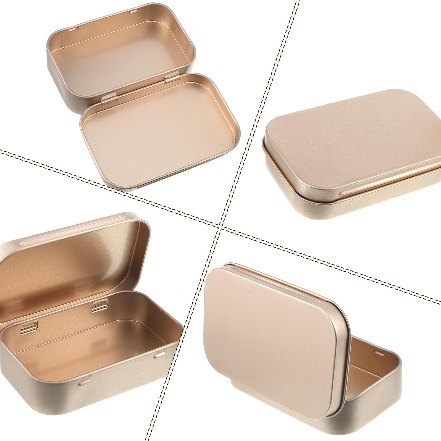 3 PCS Rectangular Metal Tin Box, With Lid Hinged Tins Box Container Empty