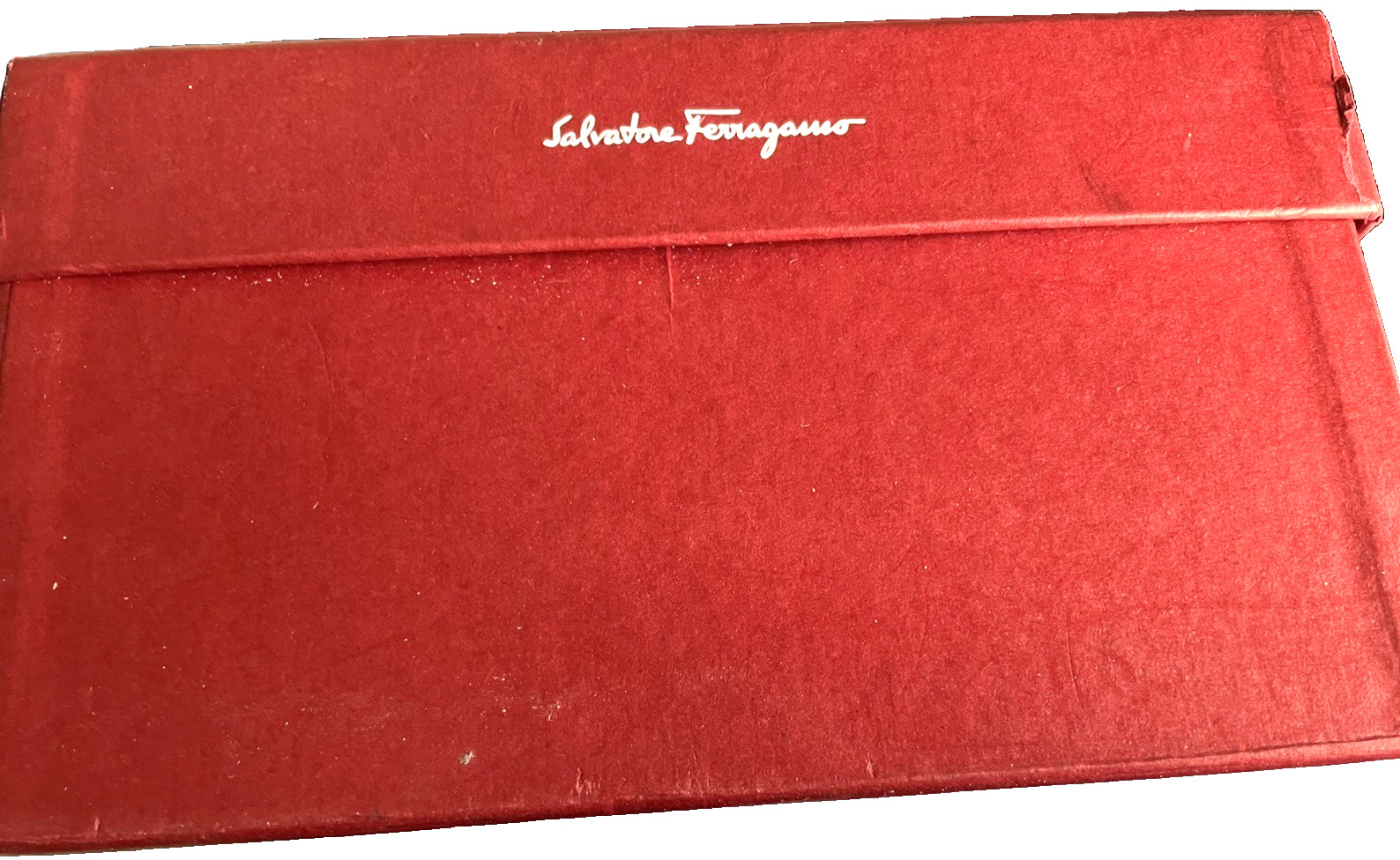 SALVATORE FERRAGAMO MENS BURGUNDY EMPTY SHOE BOX & PAIR SHOE DUST CLOTHS INCLUDE