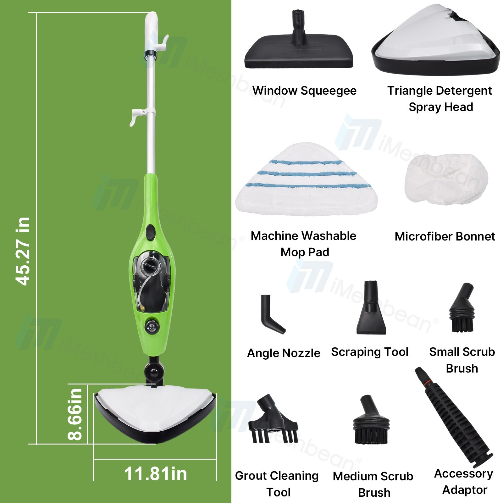 Steam Mop Cleaner 10-in-1 with Convenient Detachable Handheld Unit Floor Carpet