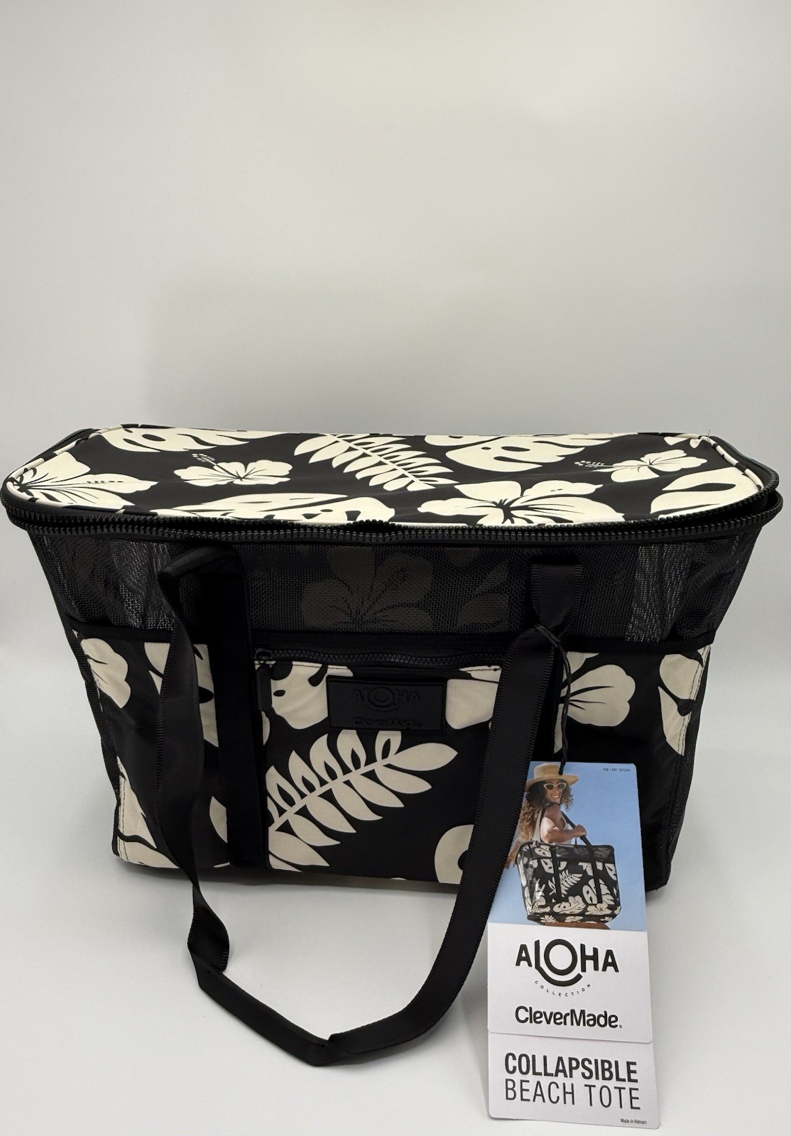 Aloha Collection CleverMade Collapsible Beach Tote Bag Set of 2 Hawaii