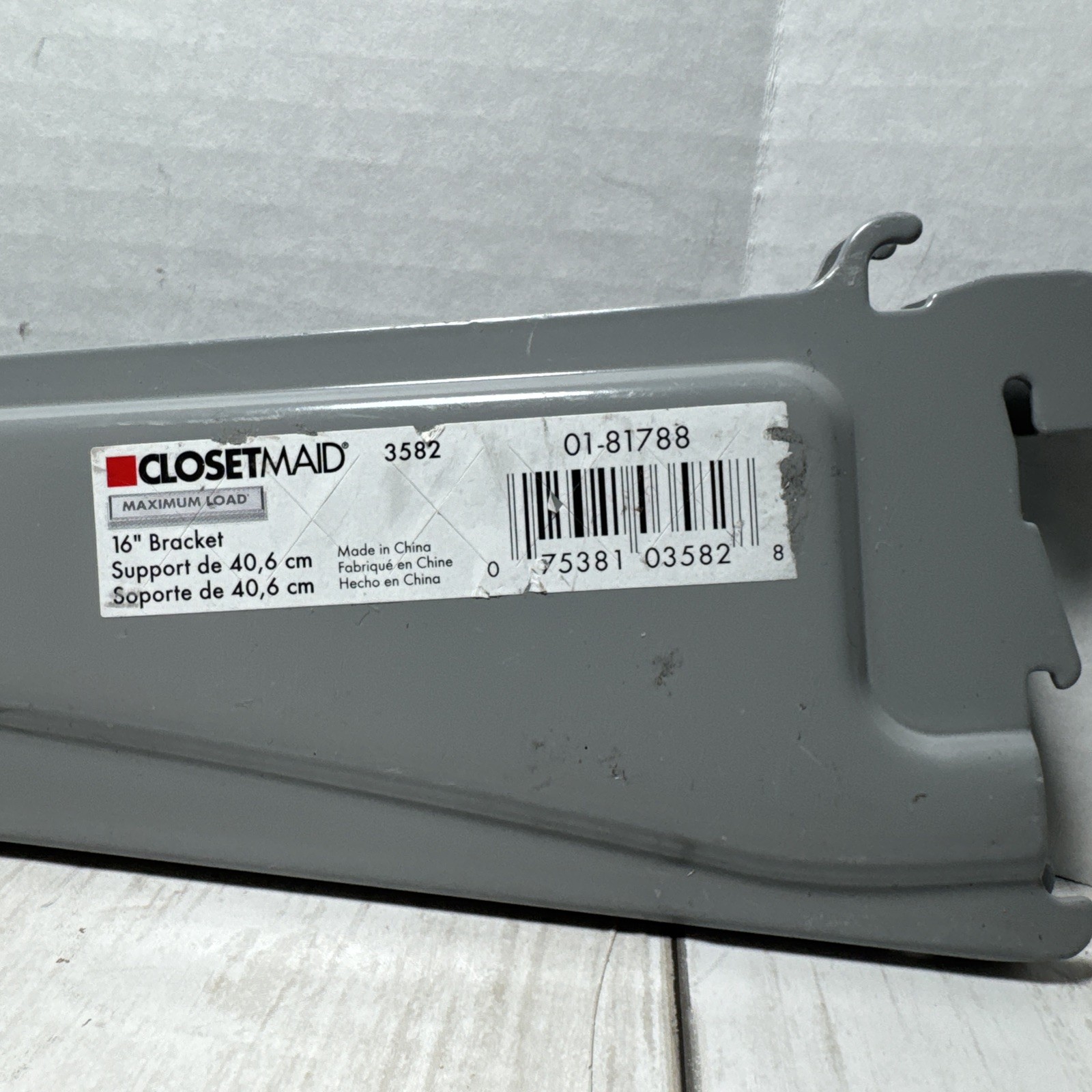 Closet Shelf Bracket ClosetMaid Genuine OEM 3528 16 Inch Heavy Duty (Gray)