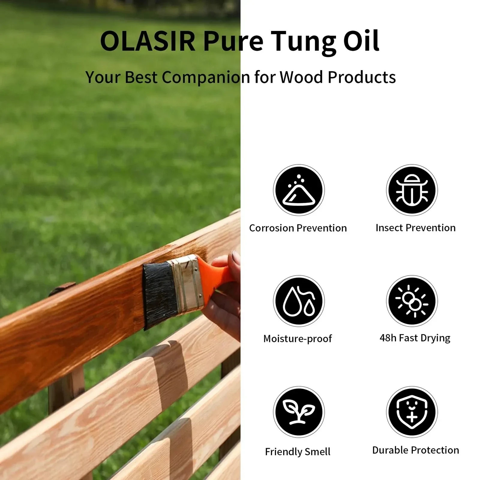 Tung Oil for for Wood Finishing,Food Safety for Furniture & Countertop,100% Pure