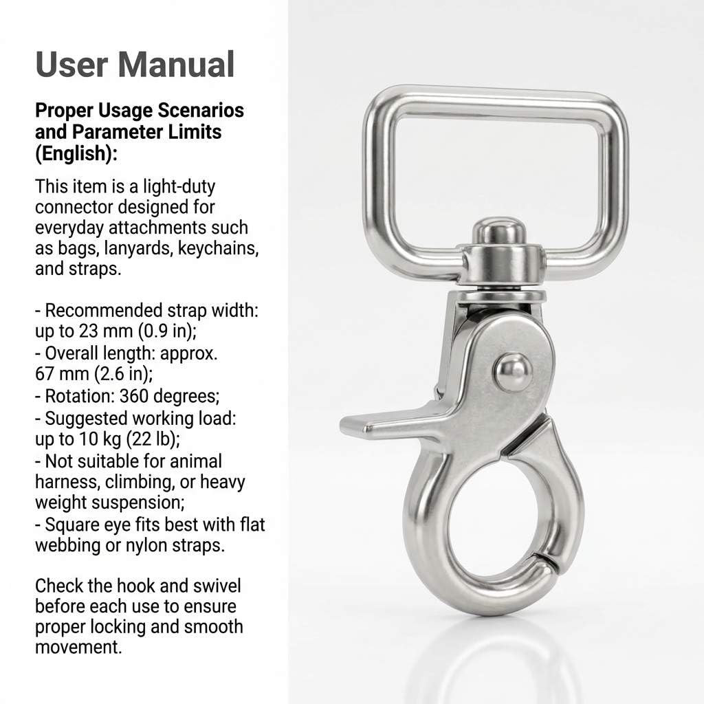 Metal Swivel Snap Hooks 2.6 Inch – 10 Pack Smooth 360° Rotation for Bags, Keycha