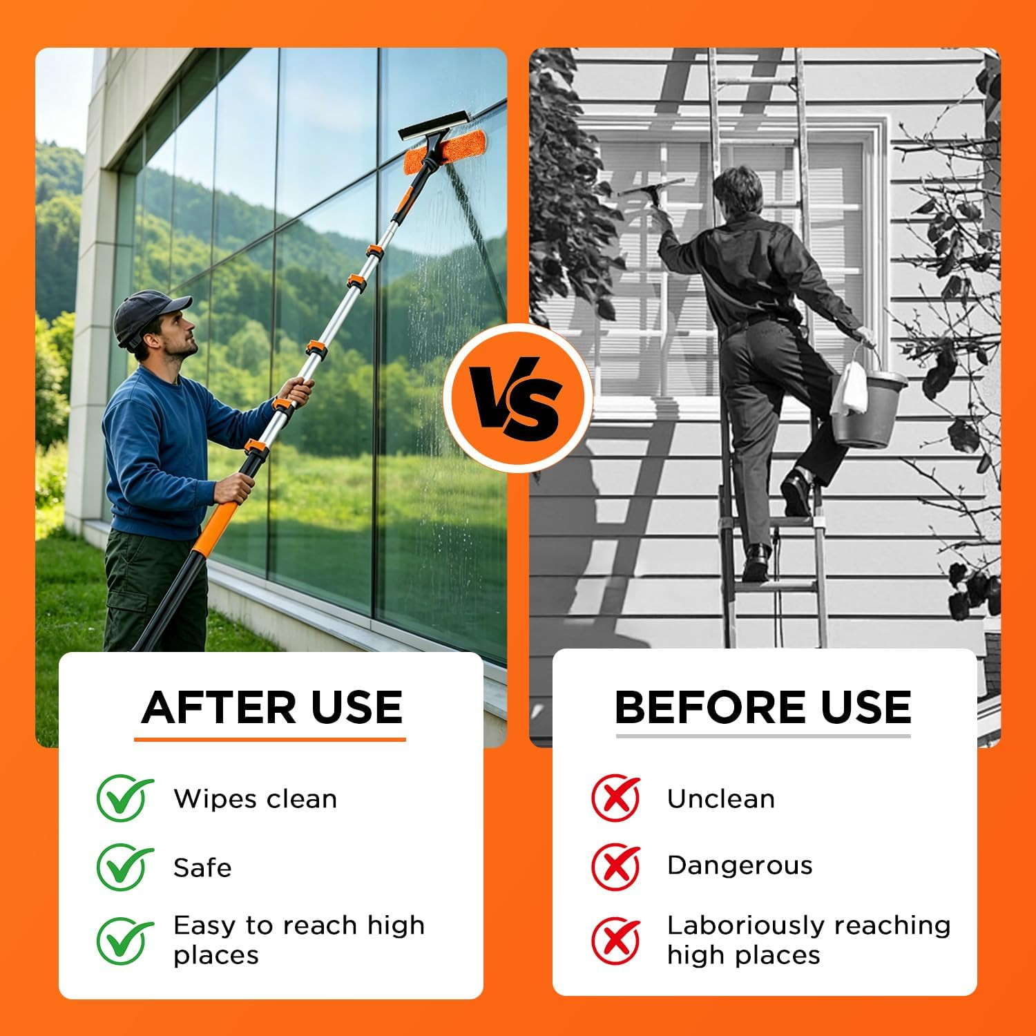 26FT High Reach Duster Kit with 5-20FT Flip-Lock & Screw Dual Locking Extension