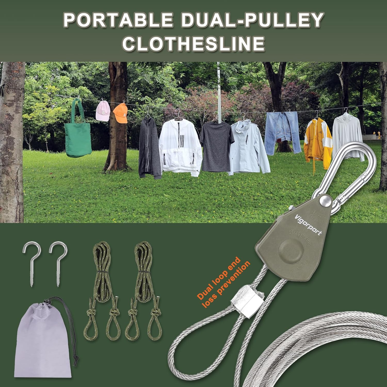 Outdoor Retractable Clothesline Portable Travel Clothes Line Wire Ropes with PVC