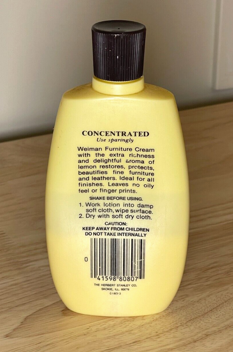 Weiman Furniture Cream With Lemon 8 Fl Oz Used