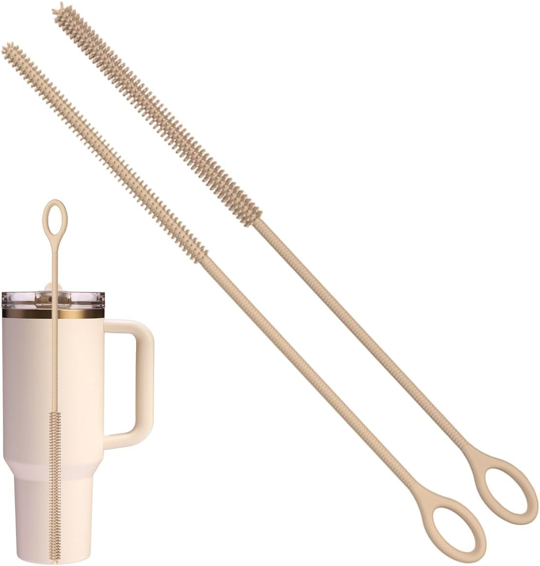 2Pcs Silicone Straw Cleaner Brush, 9.84In Reusable Straw Cleaner with Bendable S