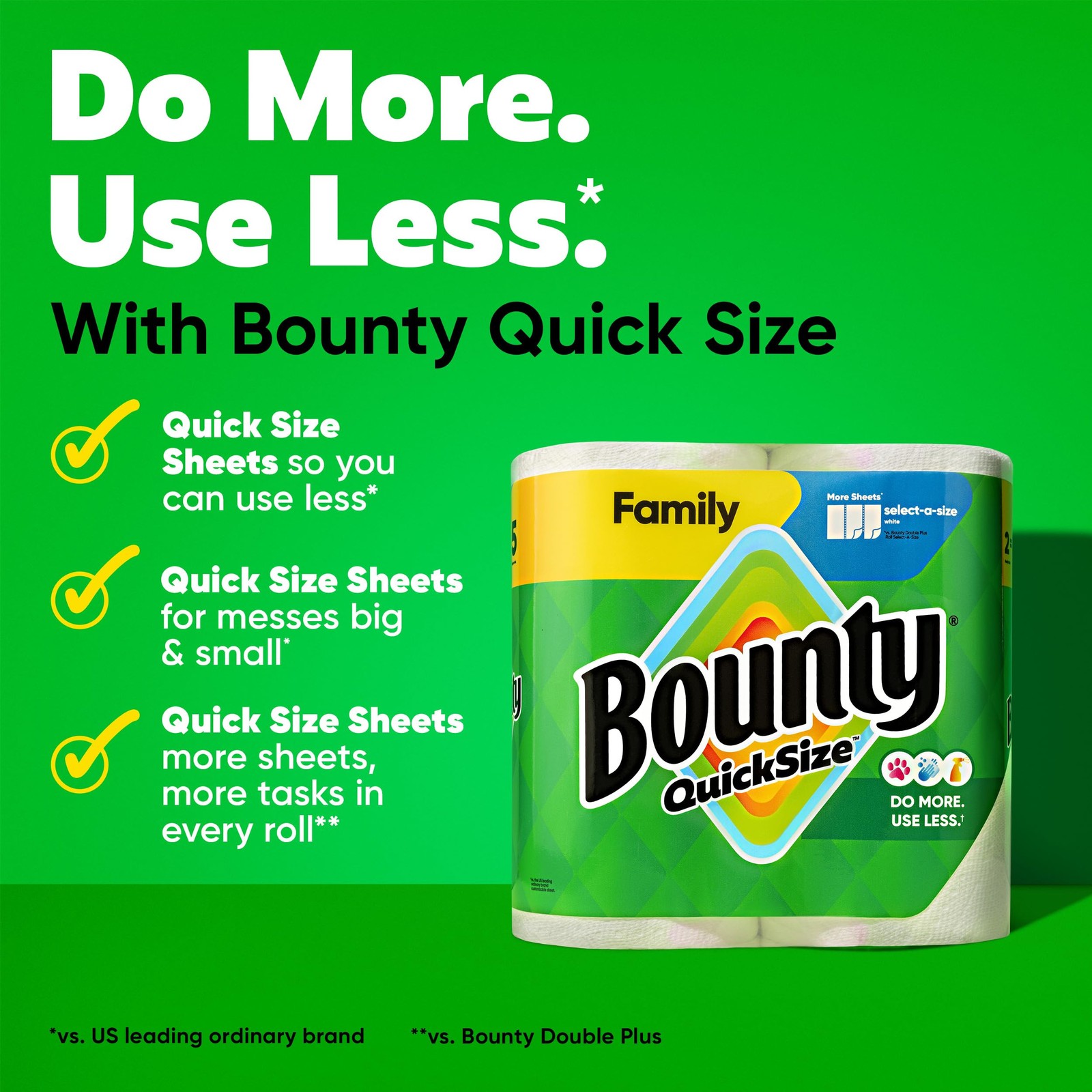 Bounty Paper Towels Quick Size. White. 16 Family Rolls = 40 Regular Rolls