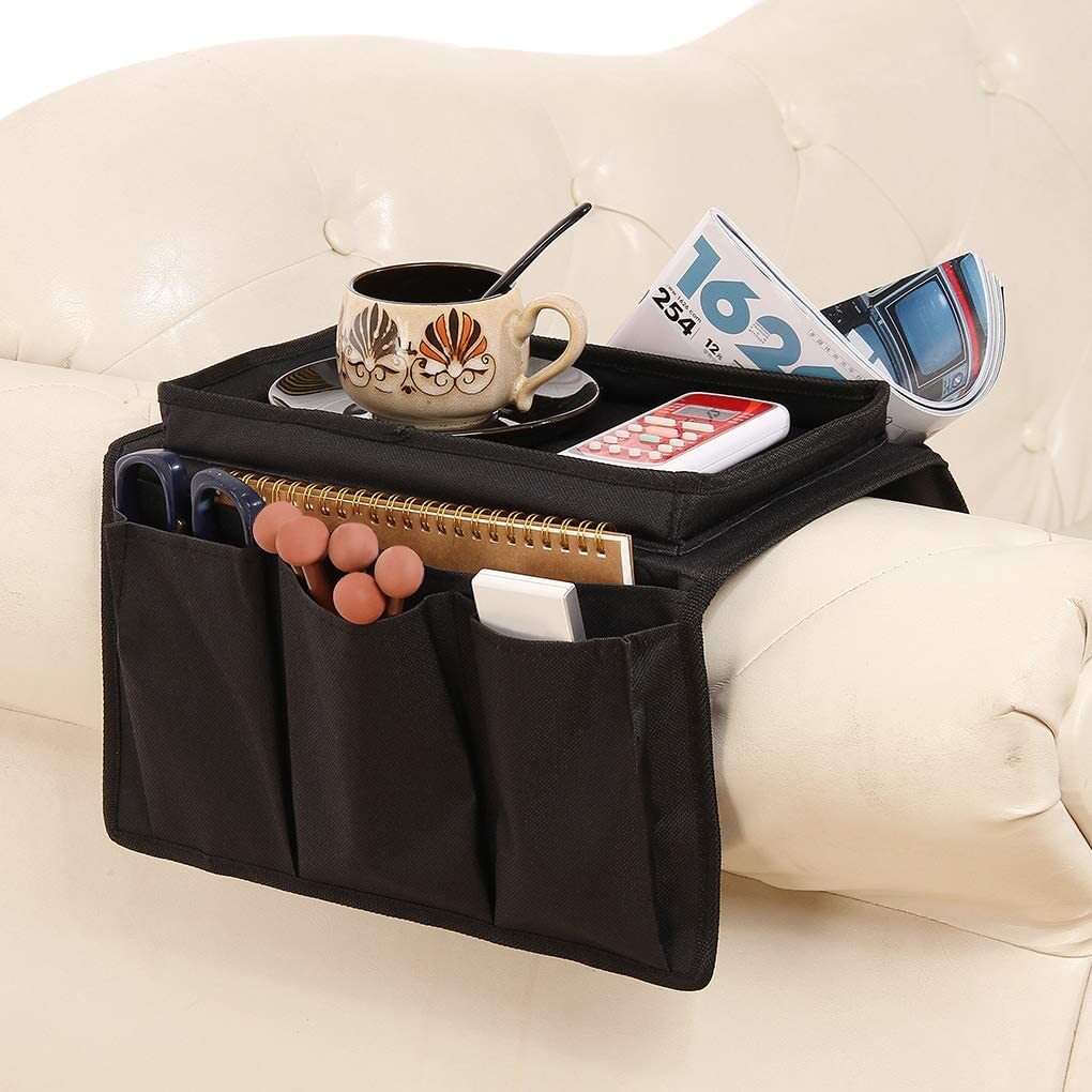 Sofa Armrest Organizer with Cup Holder Tray Couch Armchair Caddy Storage Pockets
