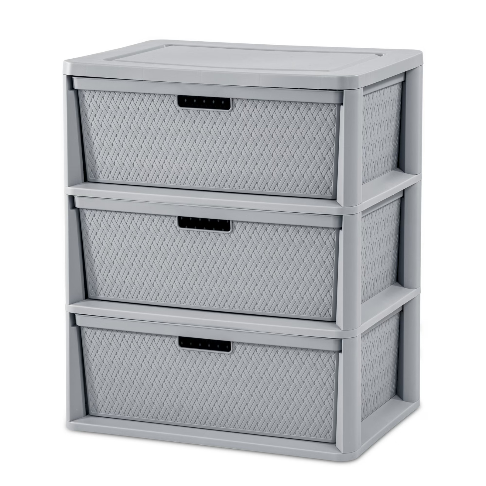 Sterilite Wide 3 Drawer Tower, Plastic Storage Organizer with Removable