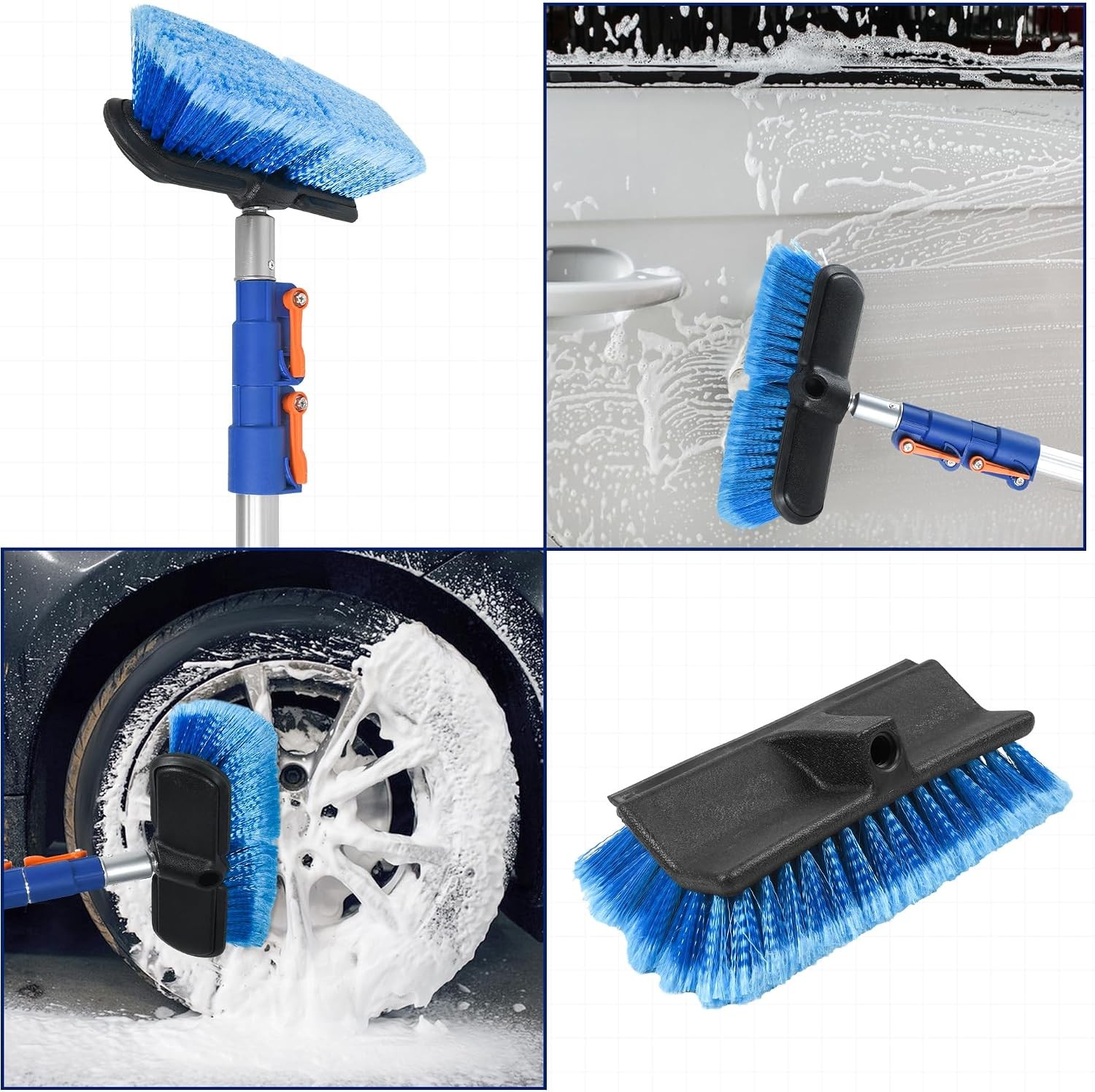 20 FT Exterior House Cleaning Brush Set with 5-12 Foot Telescoping Extension Pol