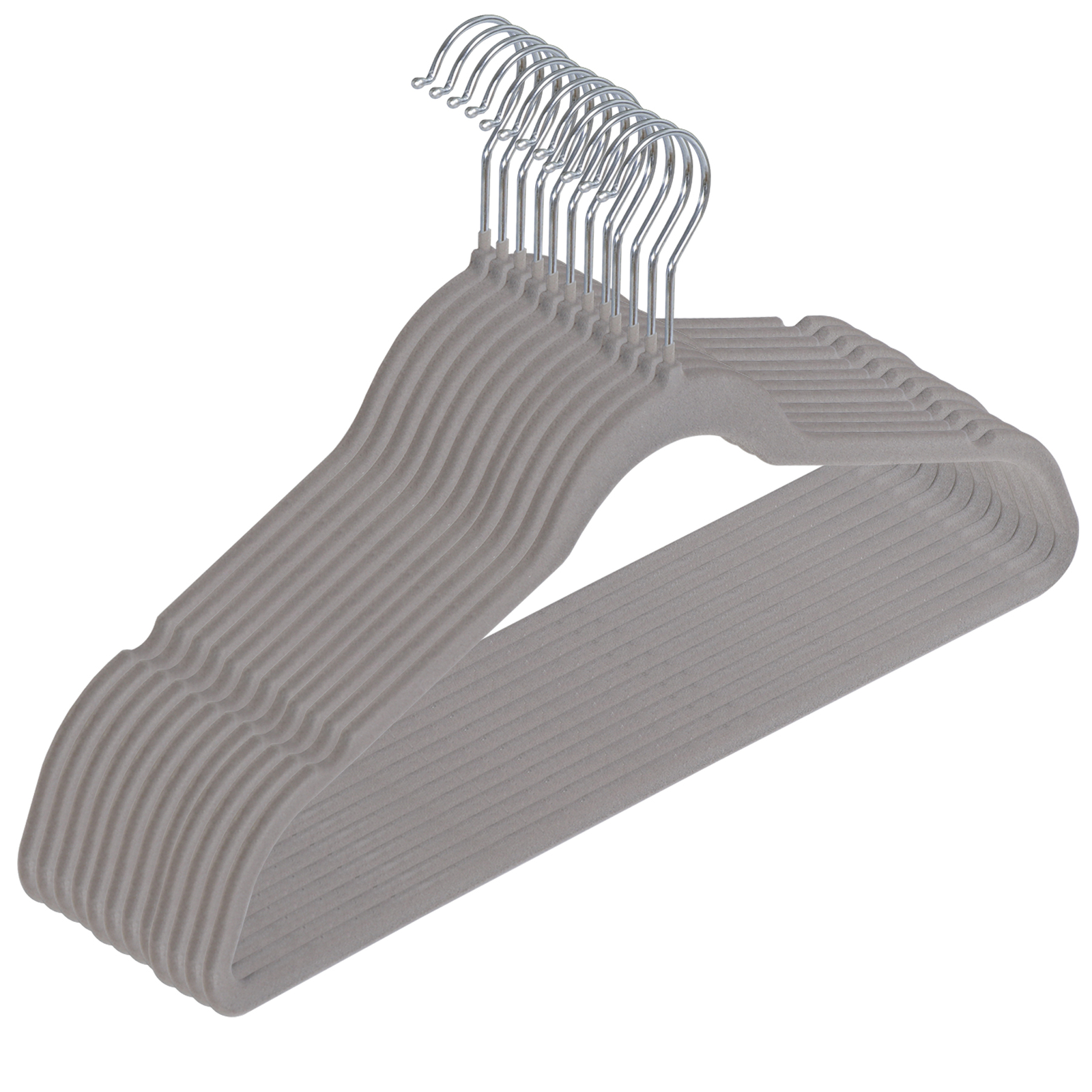 100PCS Velvet Hangers Non-Slip Clothes Hangers Premium 360° Swivel Hook Grey