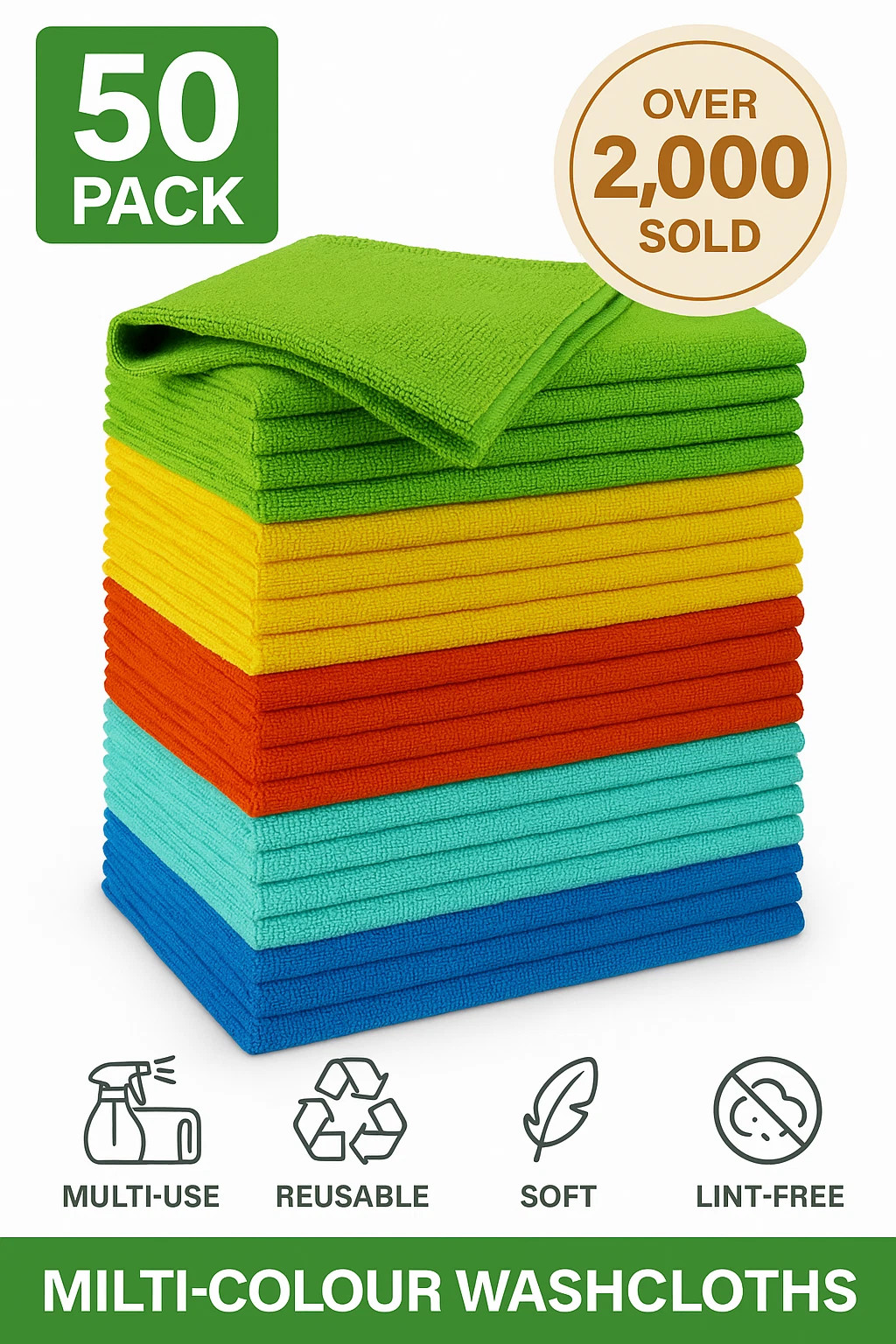 Microfiber Cleaning Cloth Set of 50 Towel Rag Car Polishing Detailing No-Scratch