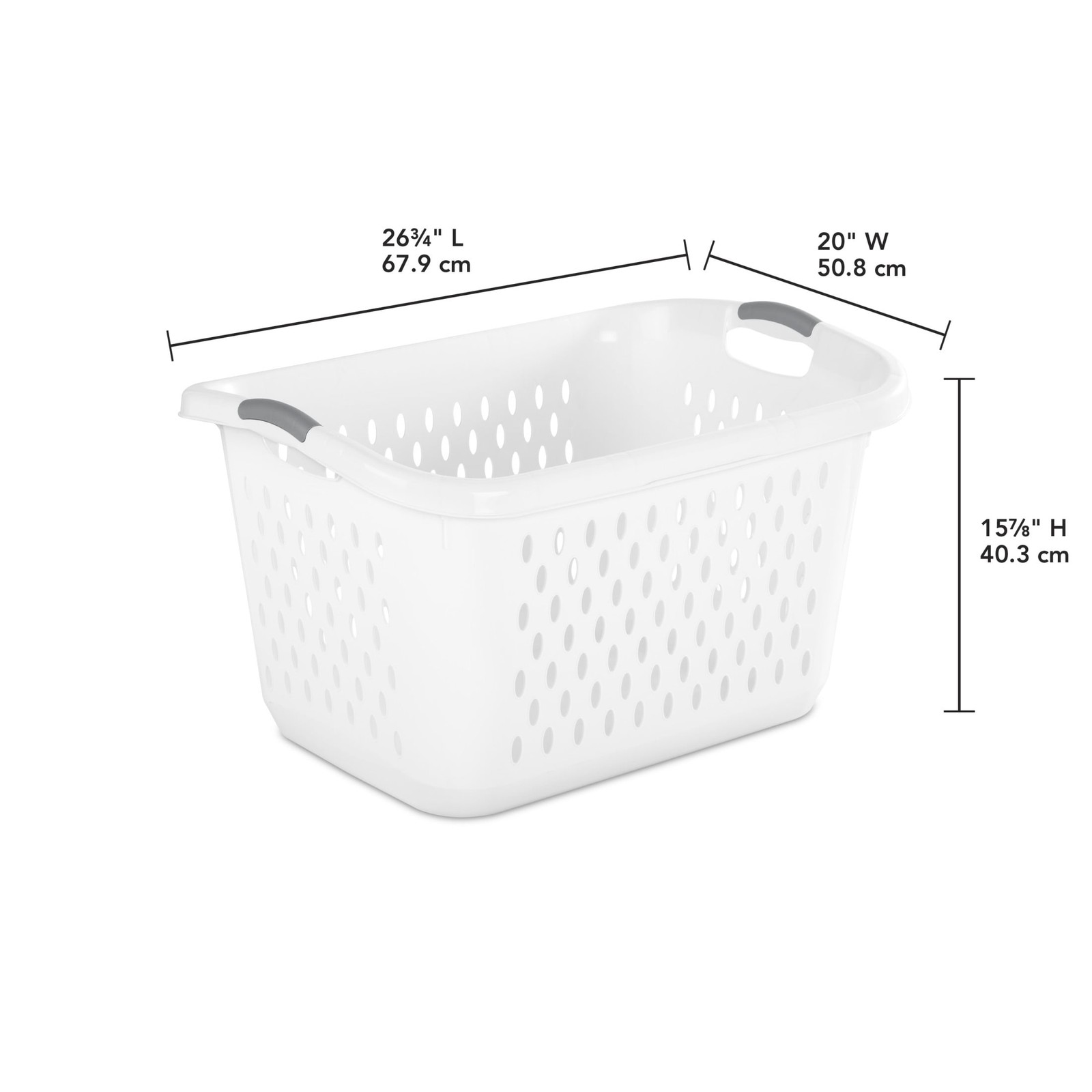 2Pack White 2.7 Bushel Extra Large Plastic Laundry Basket Dual Carry Handles