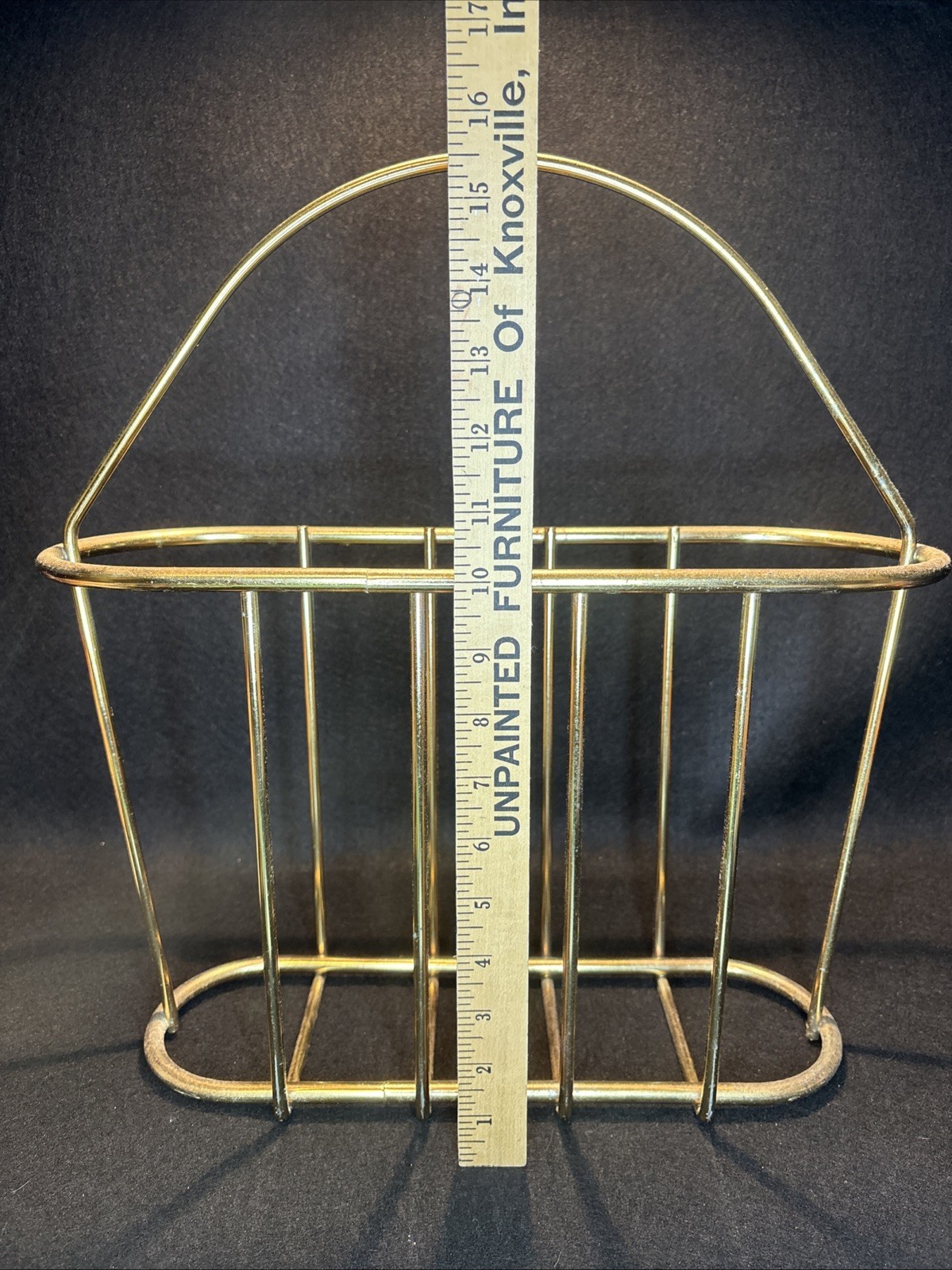Vintage Brass Oval Mid Century Magazine Rack Holder With Carry Handle