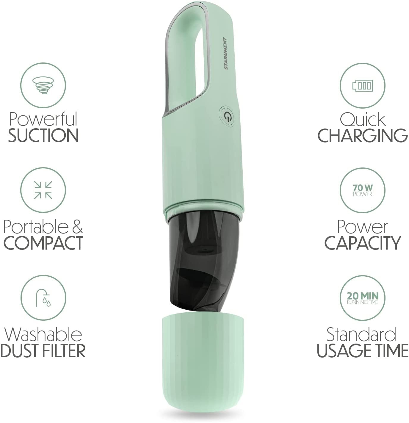 Starument Portable Handheld Cordless Vacuum Cleaner – Mint Green