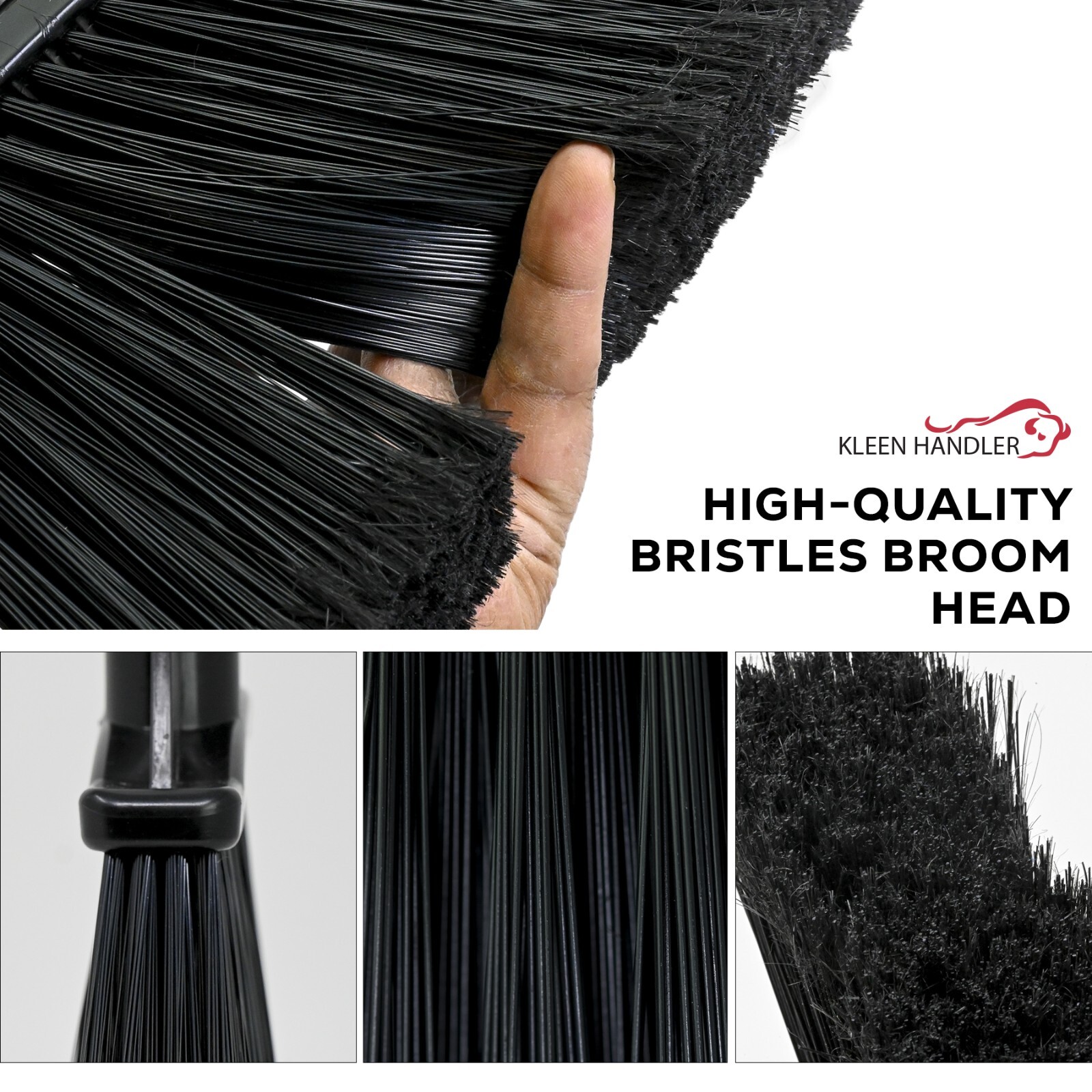 38″ Upright Lobby Broom and Dustpan Set for Home & Commercial Use, Black, 1 Set