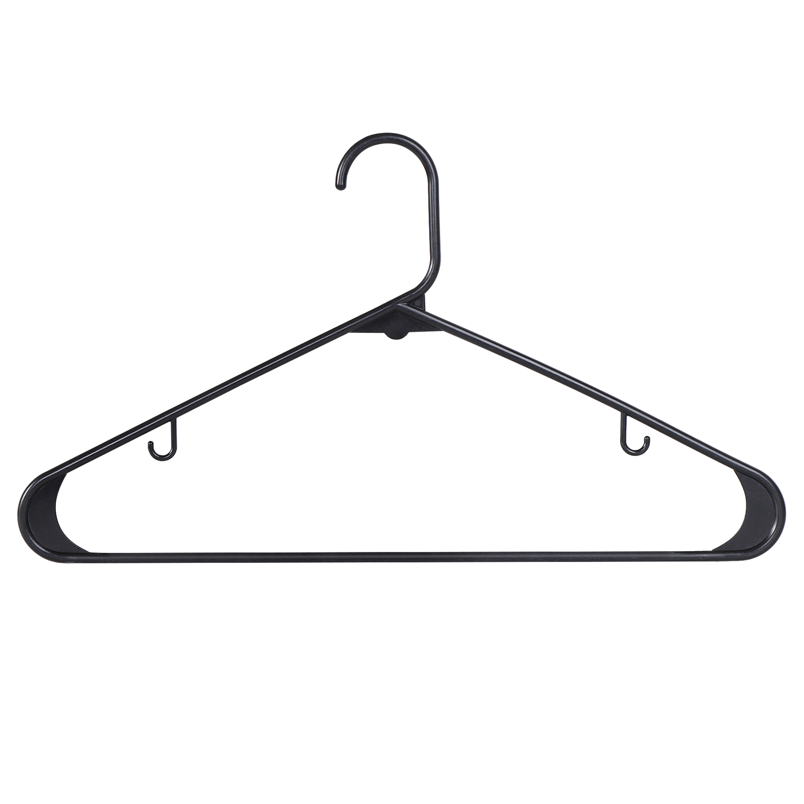100 Pack Black Plastic Hangers Standard Thick Clothes Hangers with Double Hooks