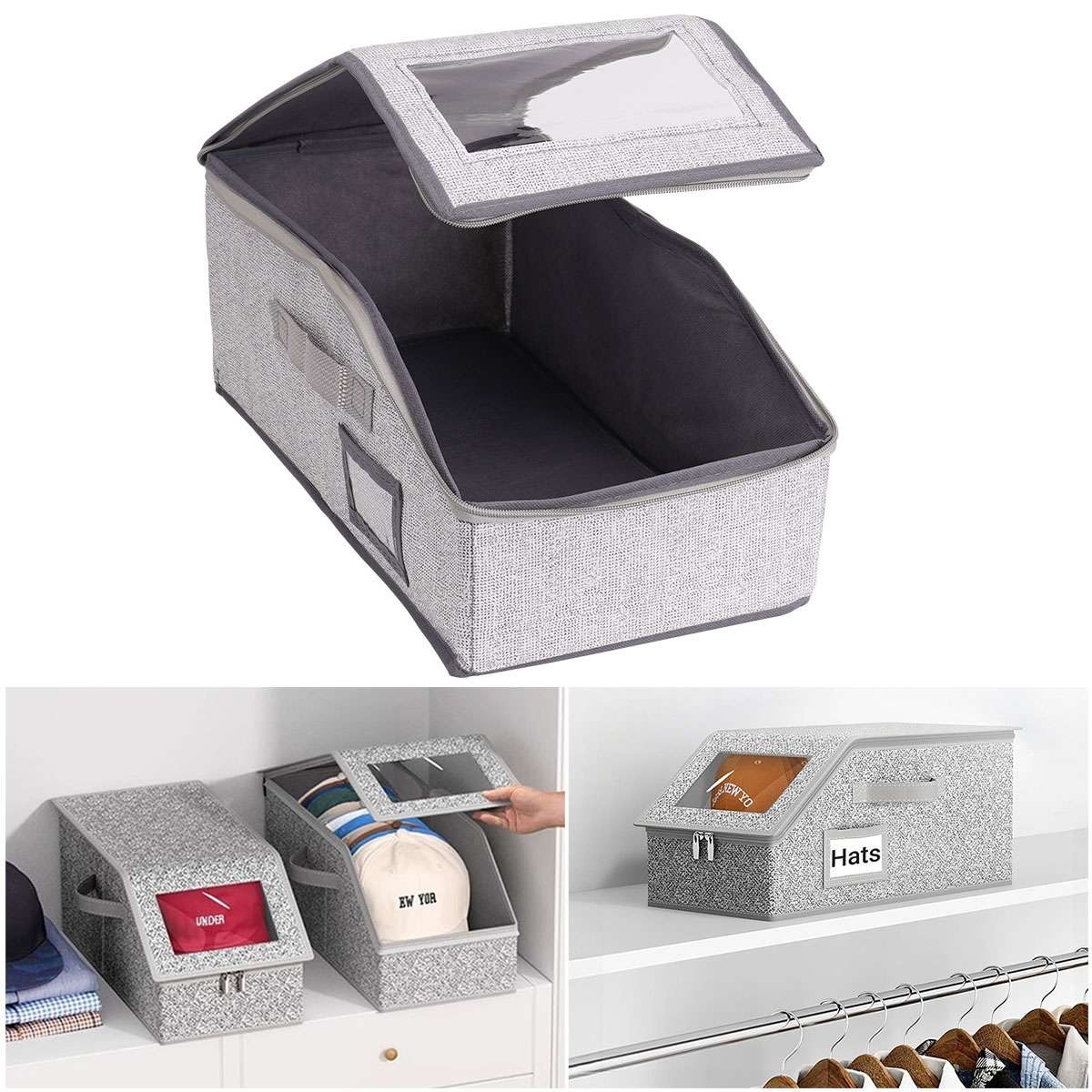 1/2/3PC Hat Storage Dust Bag Baseball Hat Cap Organizer Clear Rack Zipper Holder