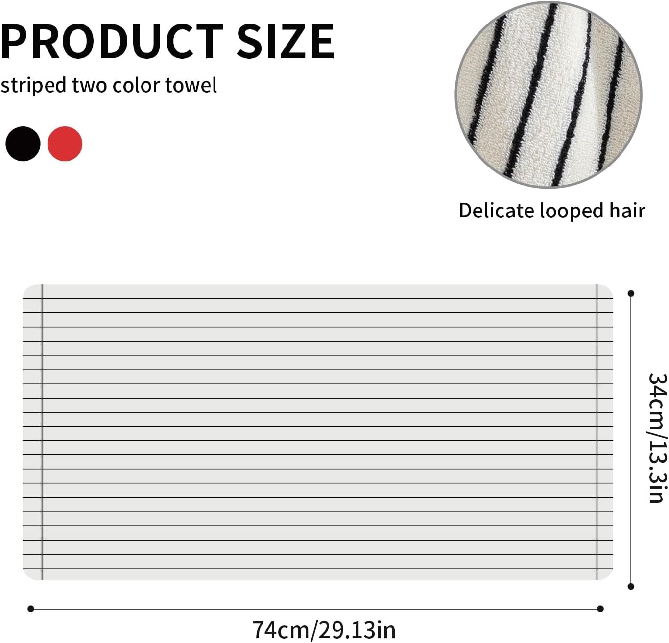 6 Piece Black and White Striped Hand Towels,100% Cotton Bathroom Towels Ultra