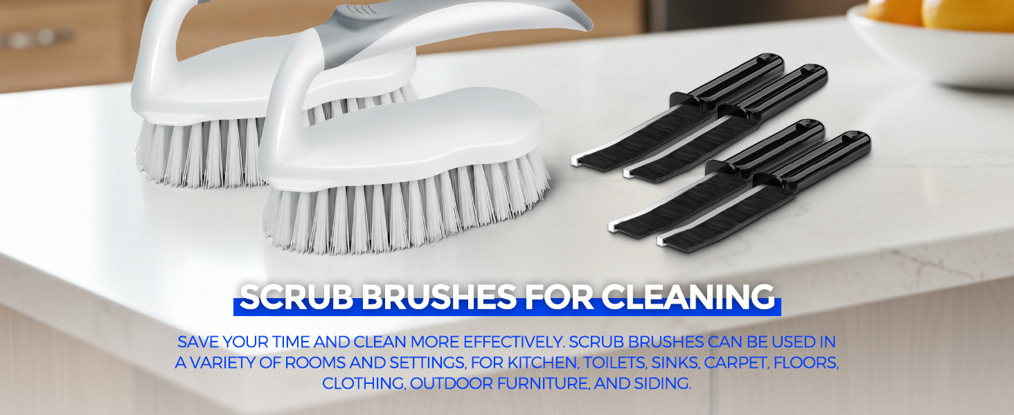 Scrub Brush – 6 Pack, Scrub Brushes for Cleaning, Heavy-Duty Scrub Brush, Stiff