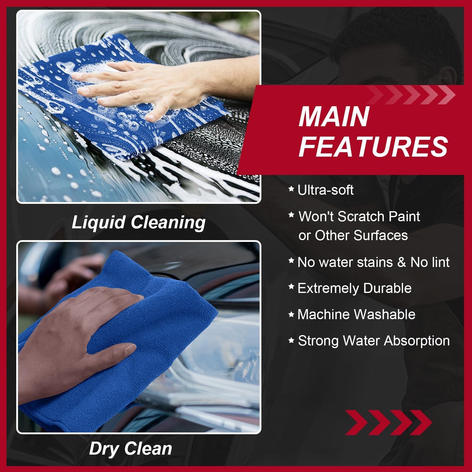 200 Pcs Microfiber Cleaning Cloths 16×16″ Ultra Absorbent Reusable Lint-Free Tow