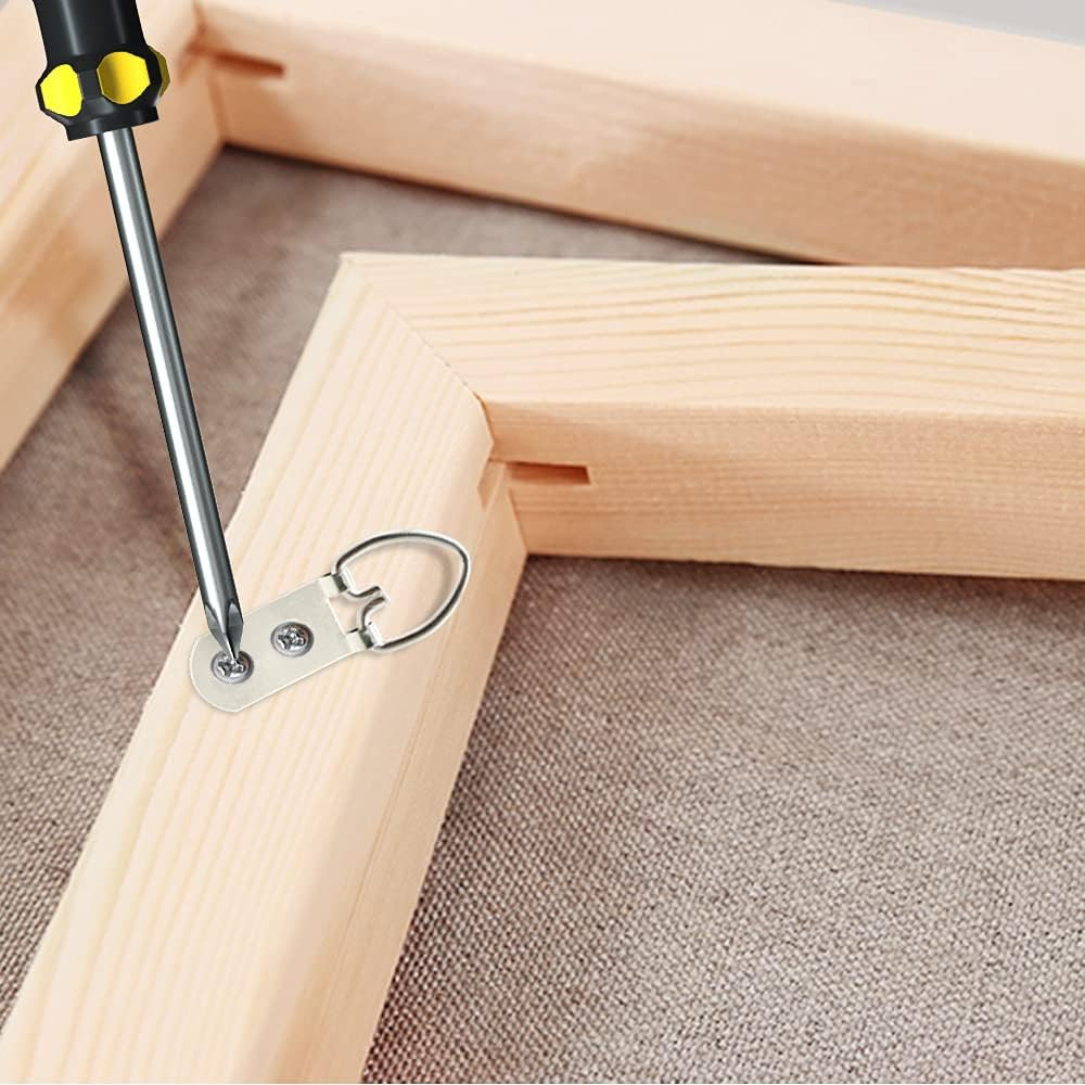 50 Pack D-Ring Picture Hangers Heavy Duty 2 Hole with Screws for Photo Hanging S
